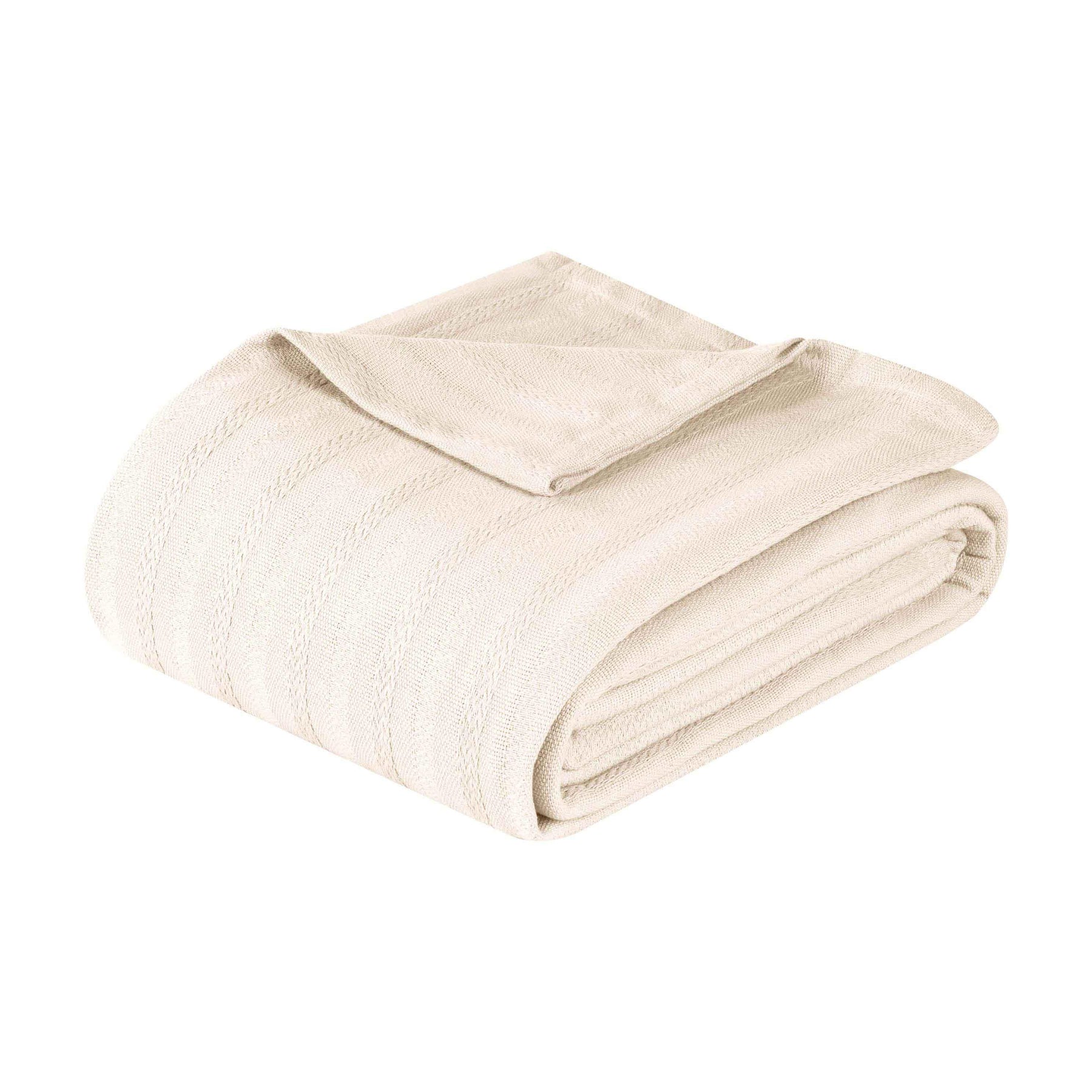 Clara Cotton Textured Jacquard Striped Lightweight Woven Blanket
