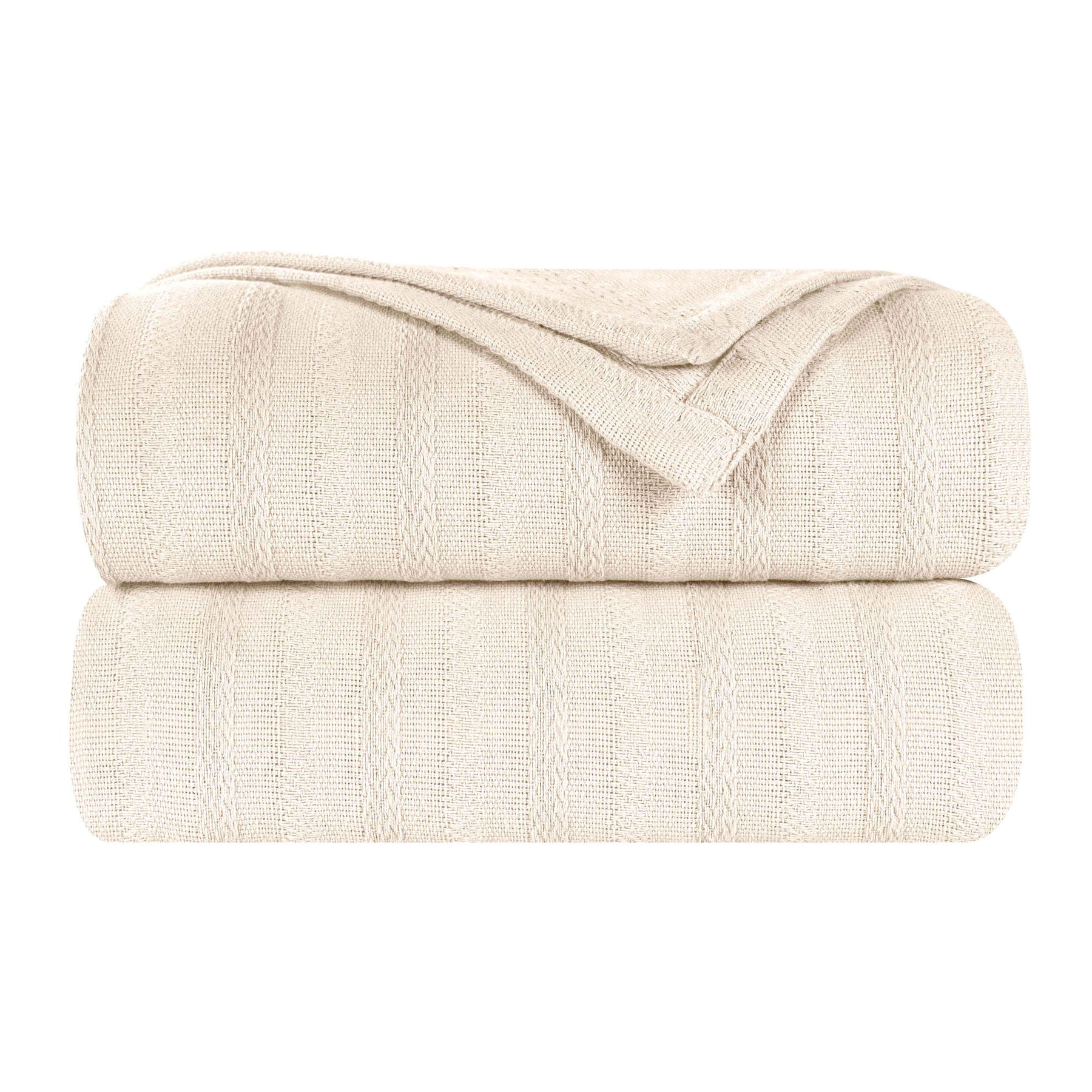 Clara Cotton Textured Jacquard Striped Lightweight Woven Blanket