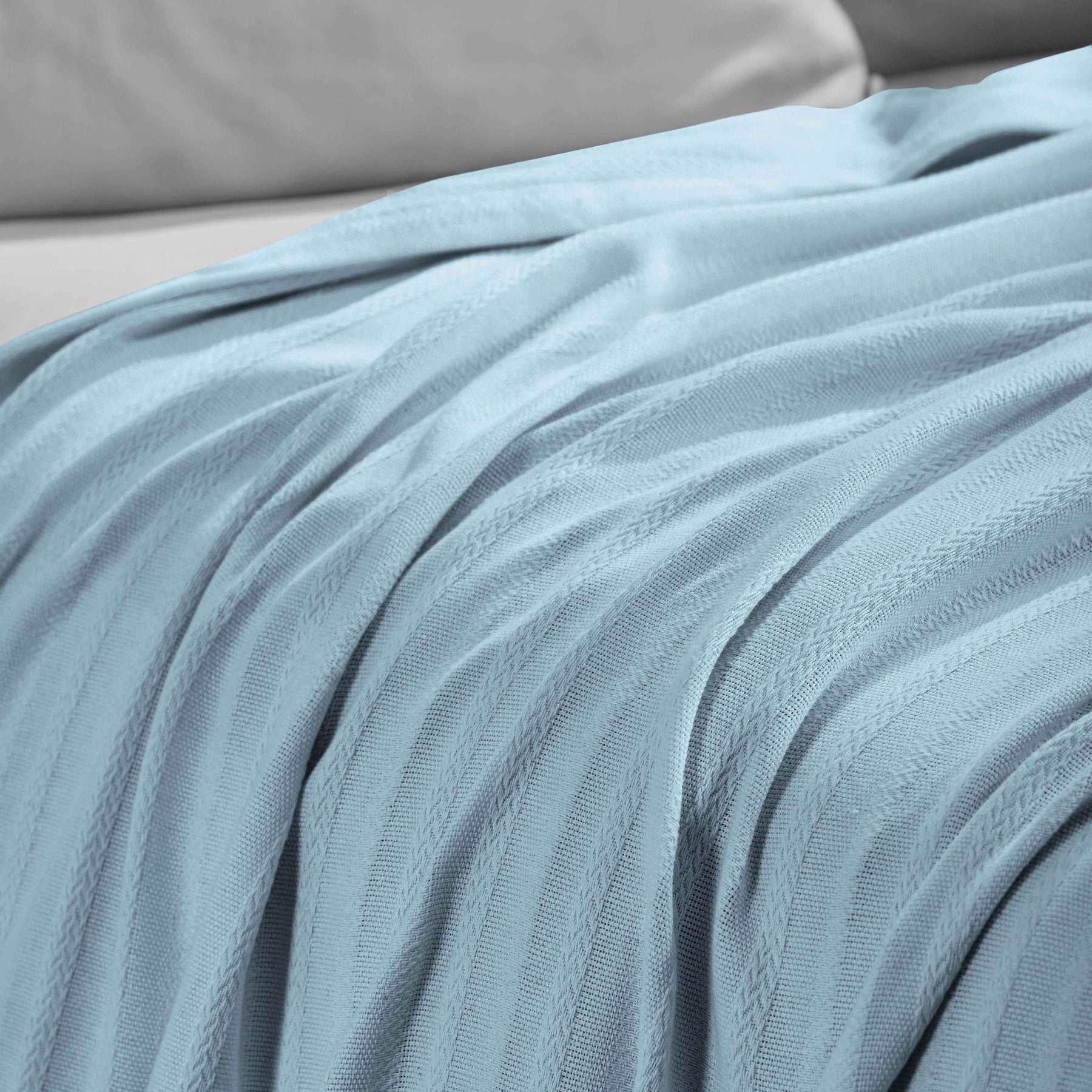 Clara Cotton Textured Jacquard Striped Lightweight Woven Blanket