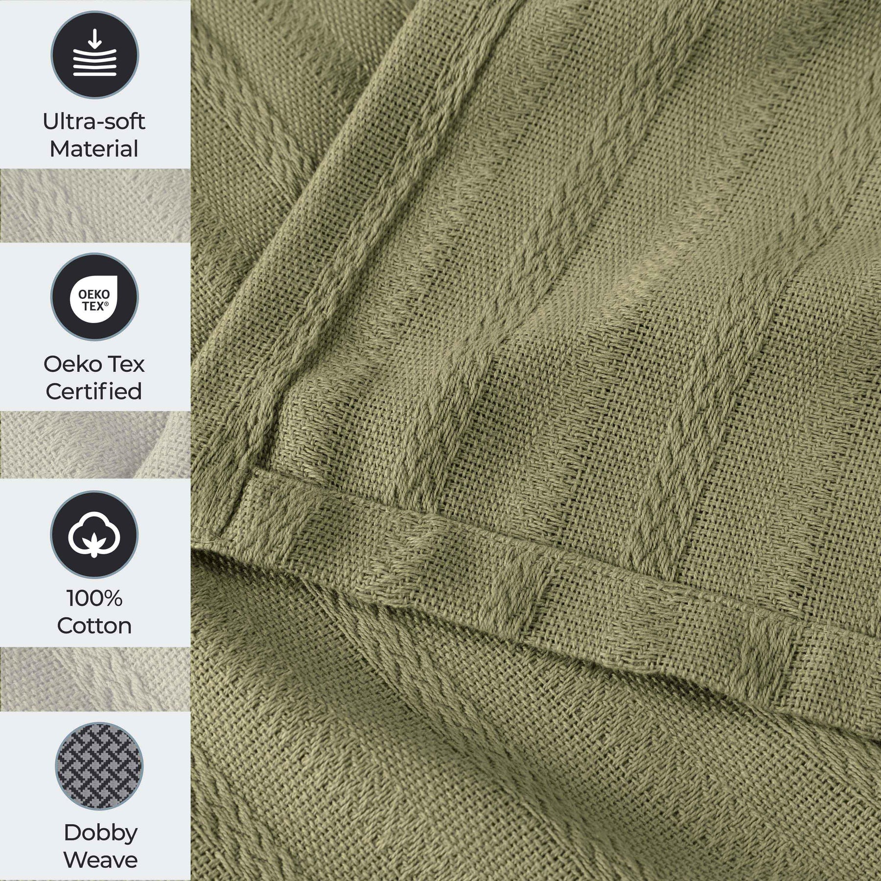 Clara Cotton Textured Jacquard Striped Lightweight Woven Blanket
