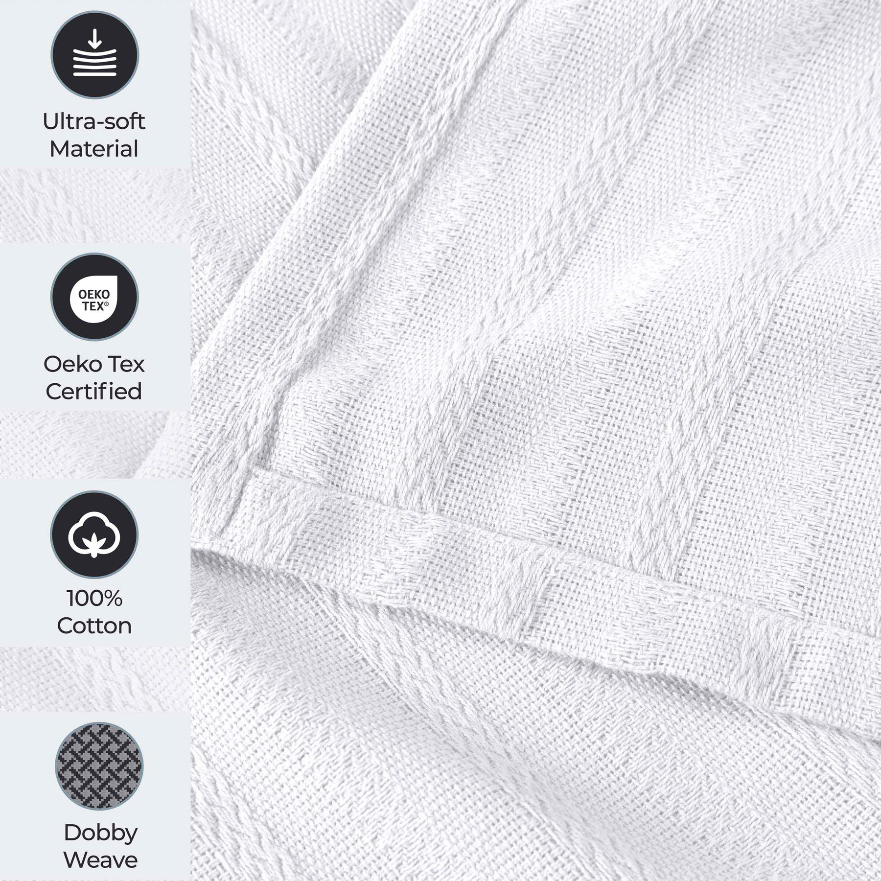 Clara Cotton Textured Jacquard Striped Lightweight Woven Blanket
