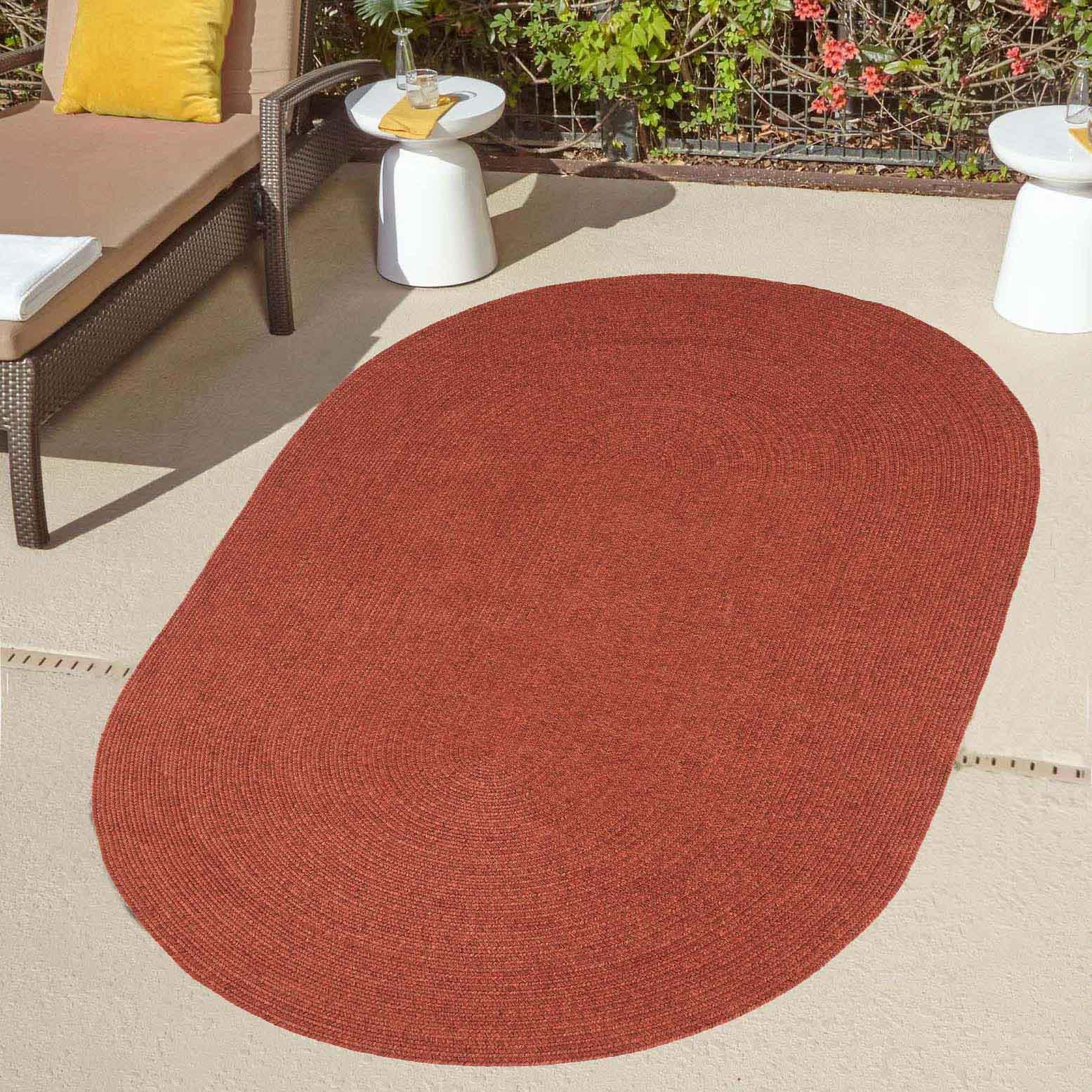 Classic Braided Weave Oval Area Rug Indoor Outdoor Rugs