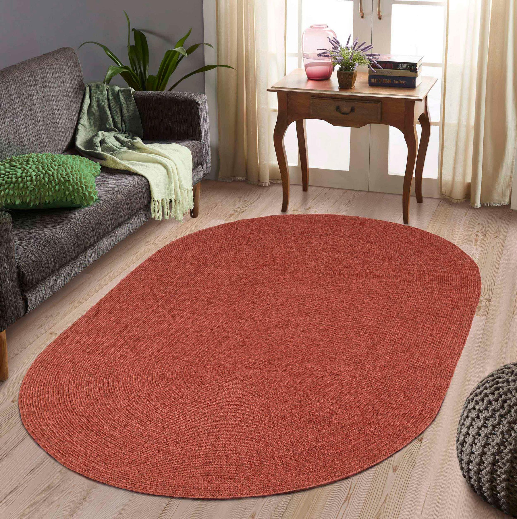 Classic Braided Weave Oval Area Rug Indoor Outdoor Rugs