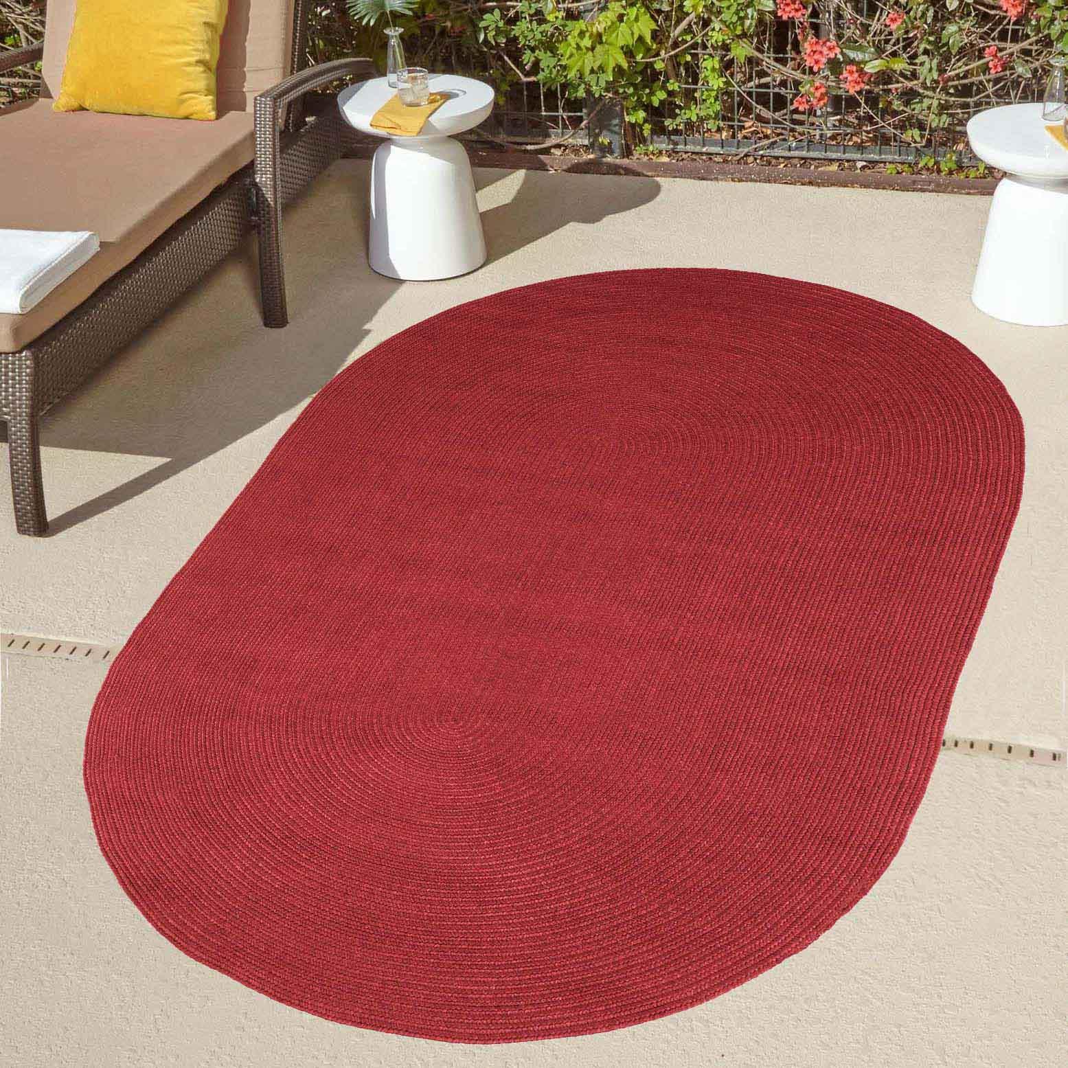 Classic Braided Weave Oval Area Rug Indoor Outdoor Rugs