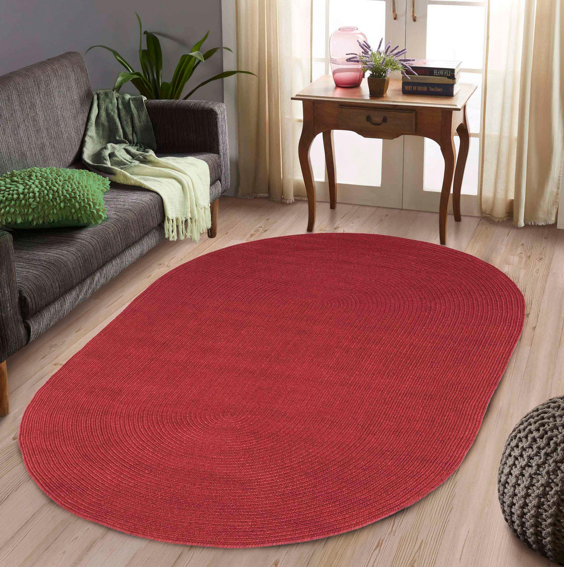 Classic Braided Weave Oval Area Rug Indoor Outdoor Rugs