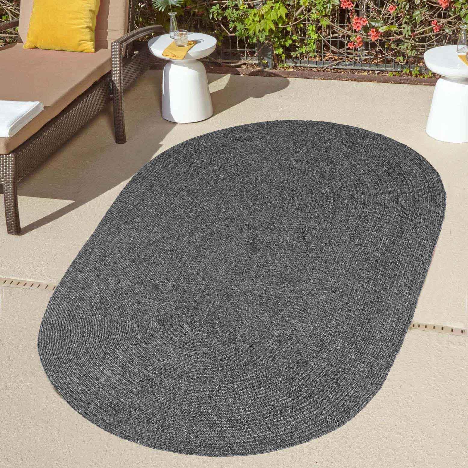 Classic Braided Weave Oval Area Rug Indoor Outdoor Rugs