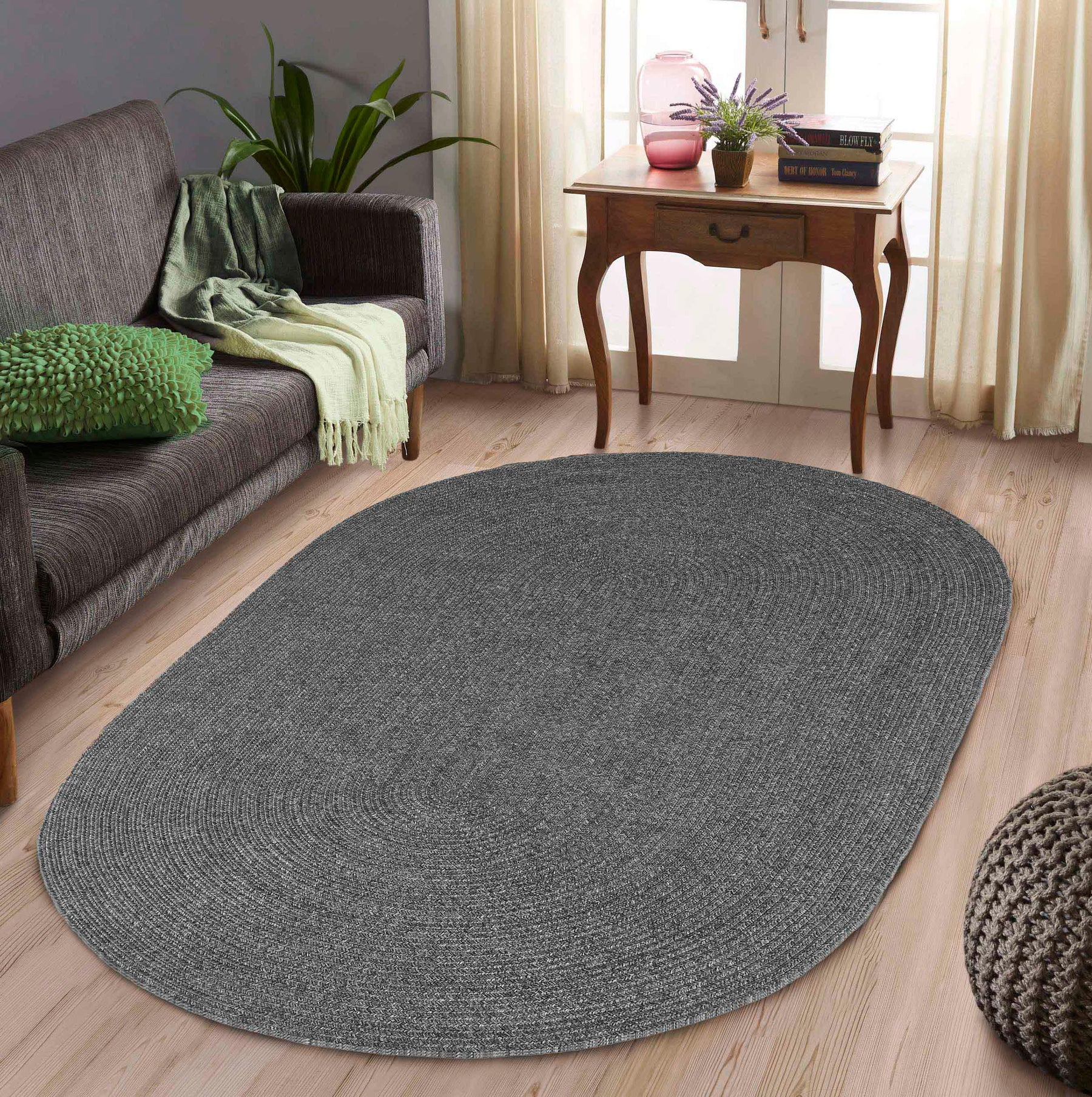 Classic Braided Weave Oval Area Rug Indoor Outdoor Rugs