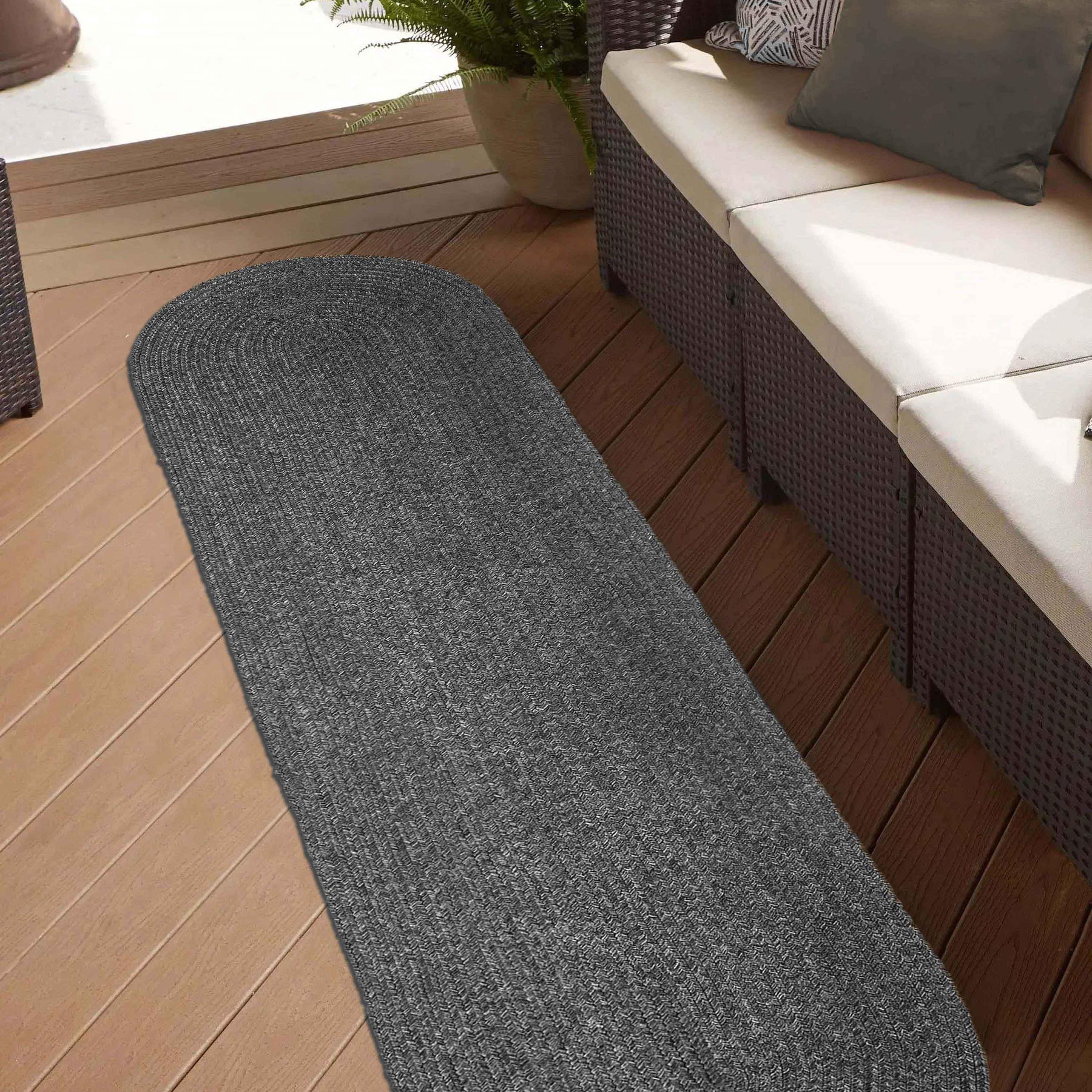 Classic Braided Weave Oval Area Rug Indoor Outdoor Rugs