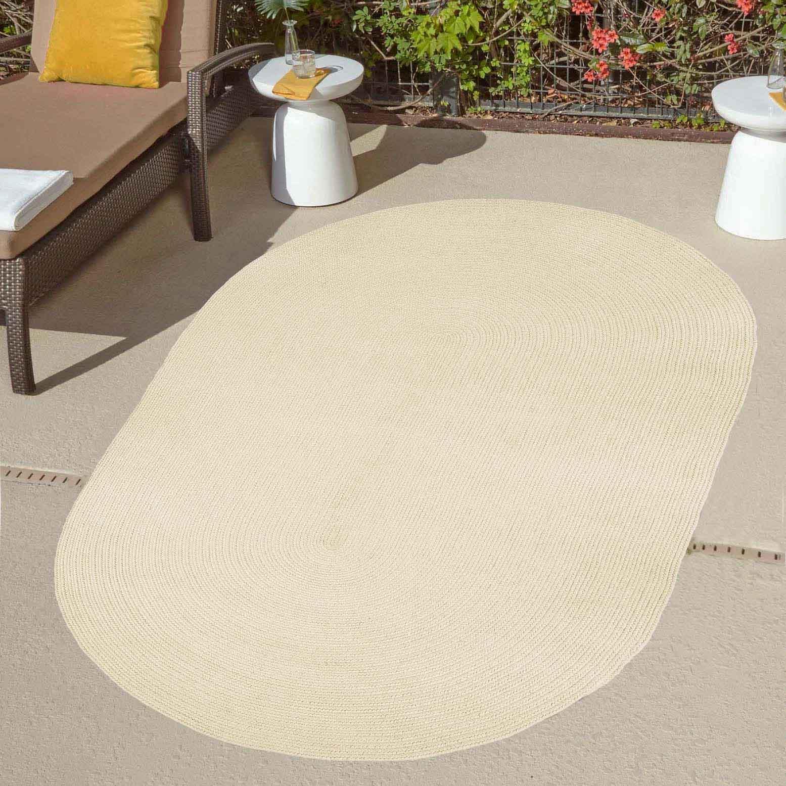 Classic Braided Weave Oval Area Rug Indoor Outdoor Rugs