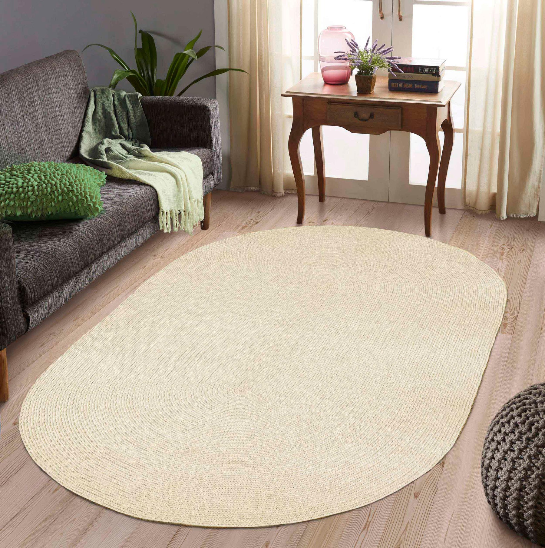 Classic Braided Weave Oval Area Rug Indoor Outdoor Rugs