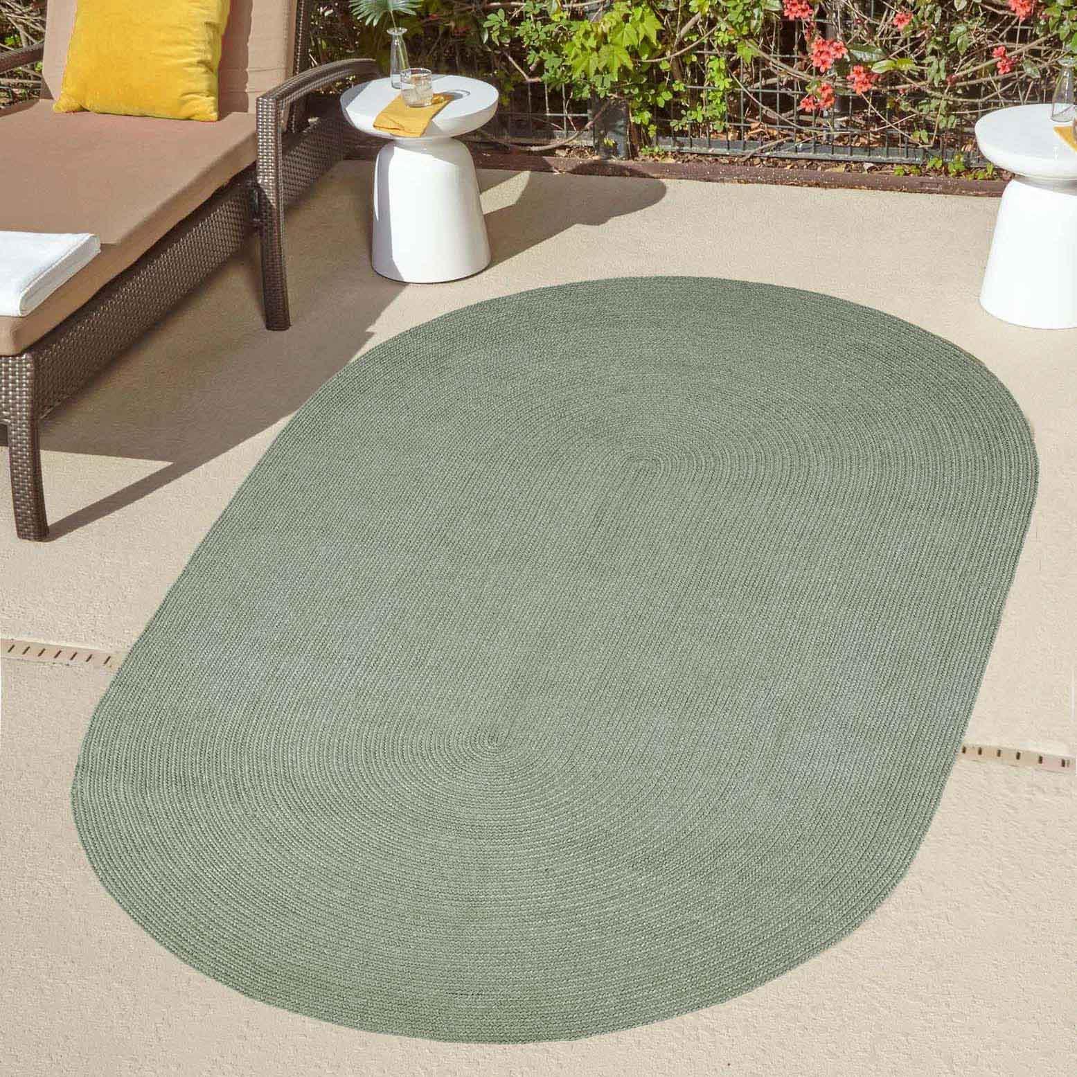 Classic Braided Weave Oval Area Rug Indoor Outdoor Rugs