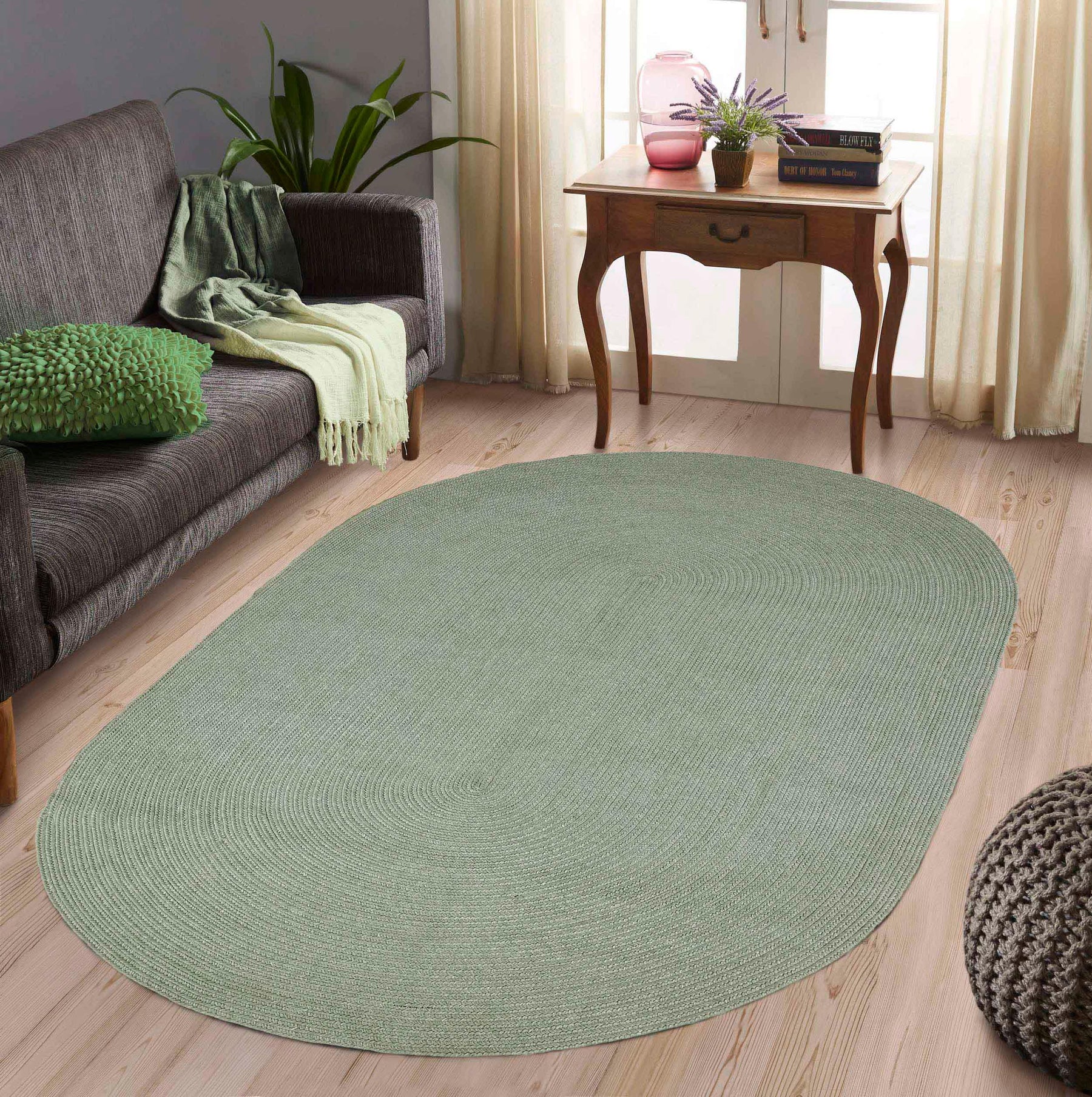 Classic Braided Weave Oval Area Rug Indoor Outdoor Rugs