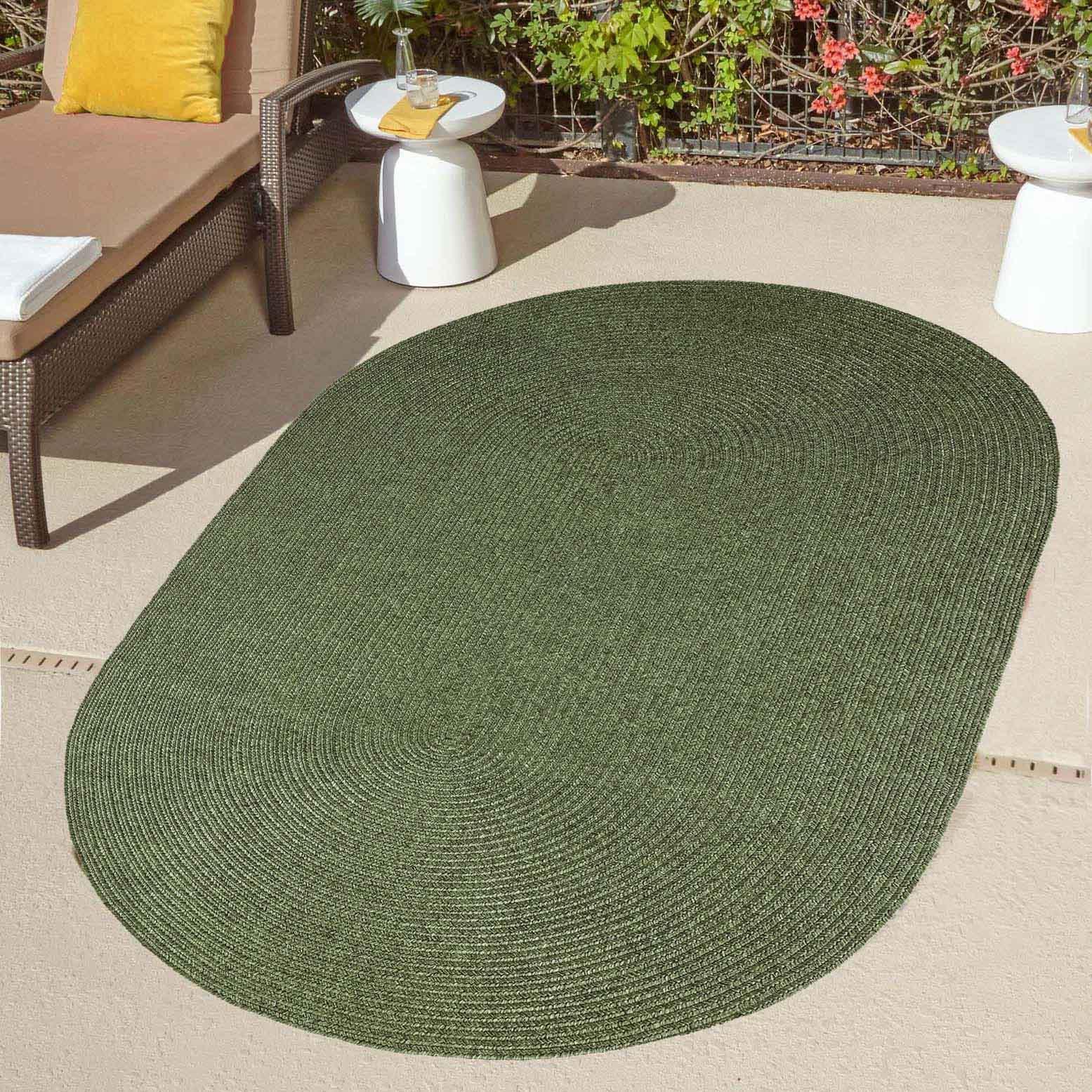 Classic Braided Weave Oval Area Rug Indoor Outdoor Rugs