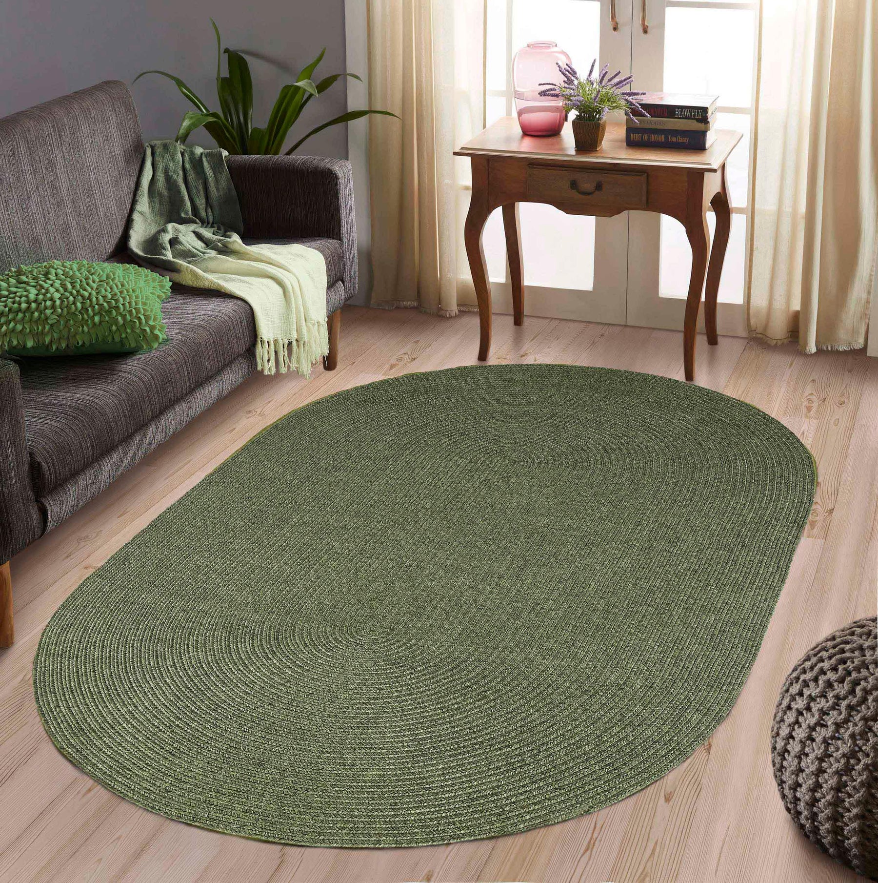 Classic Braided Weave Oval Area Rug Indoor Outdoor Rugs