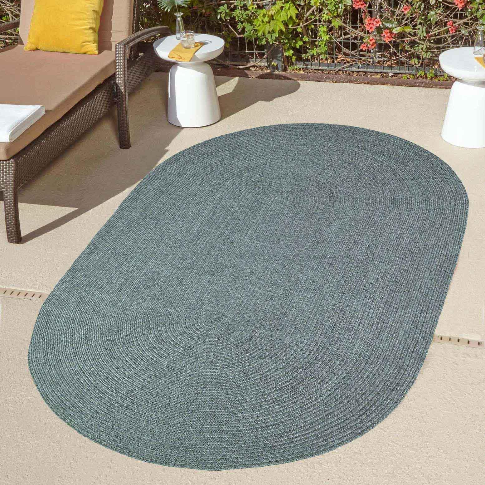 Classic Braided Weave Oval Area Rug Indoor Outdoor Rugs