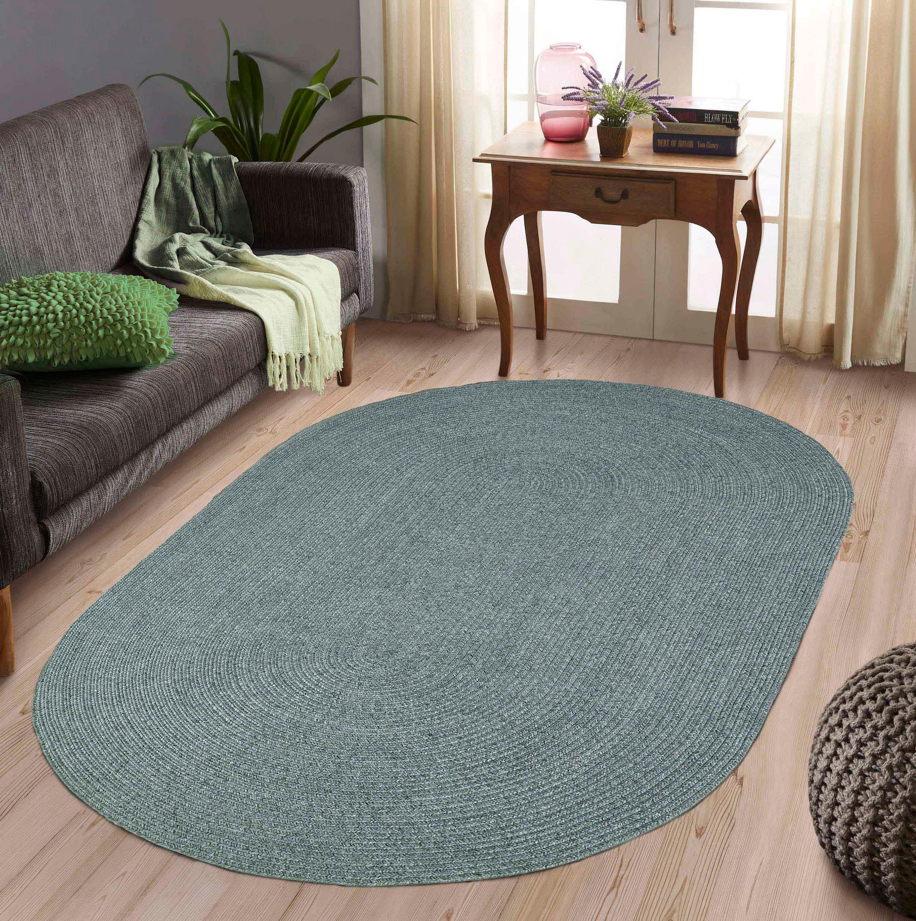 Classic Braided Weave Oval Area Rug Indoor Outdoor Rugs