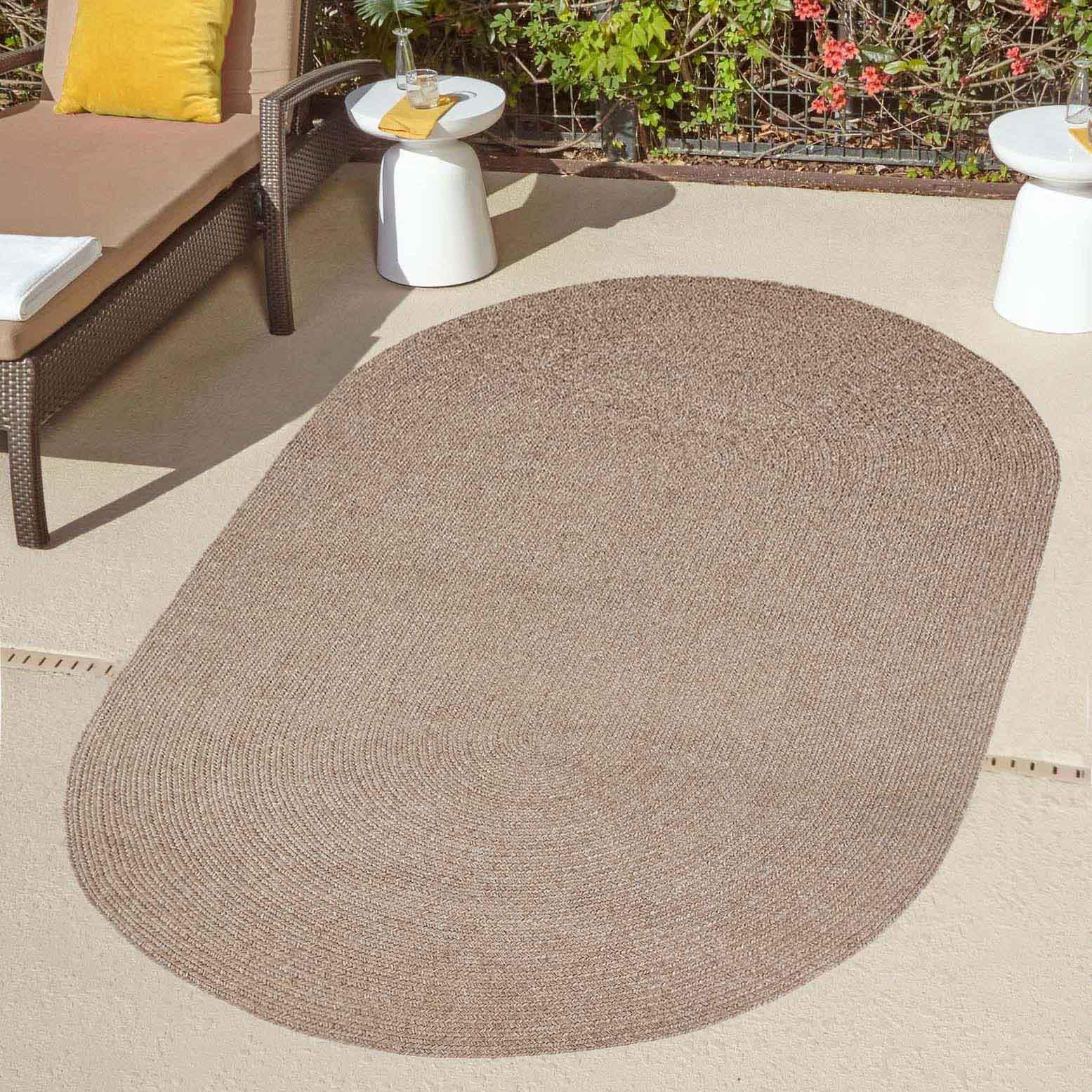 Classic Braided Weave Oval Area Rug Indoor Outdoor Rugs