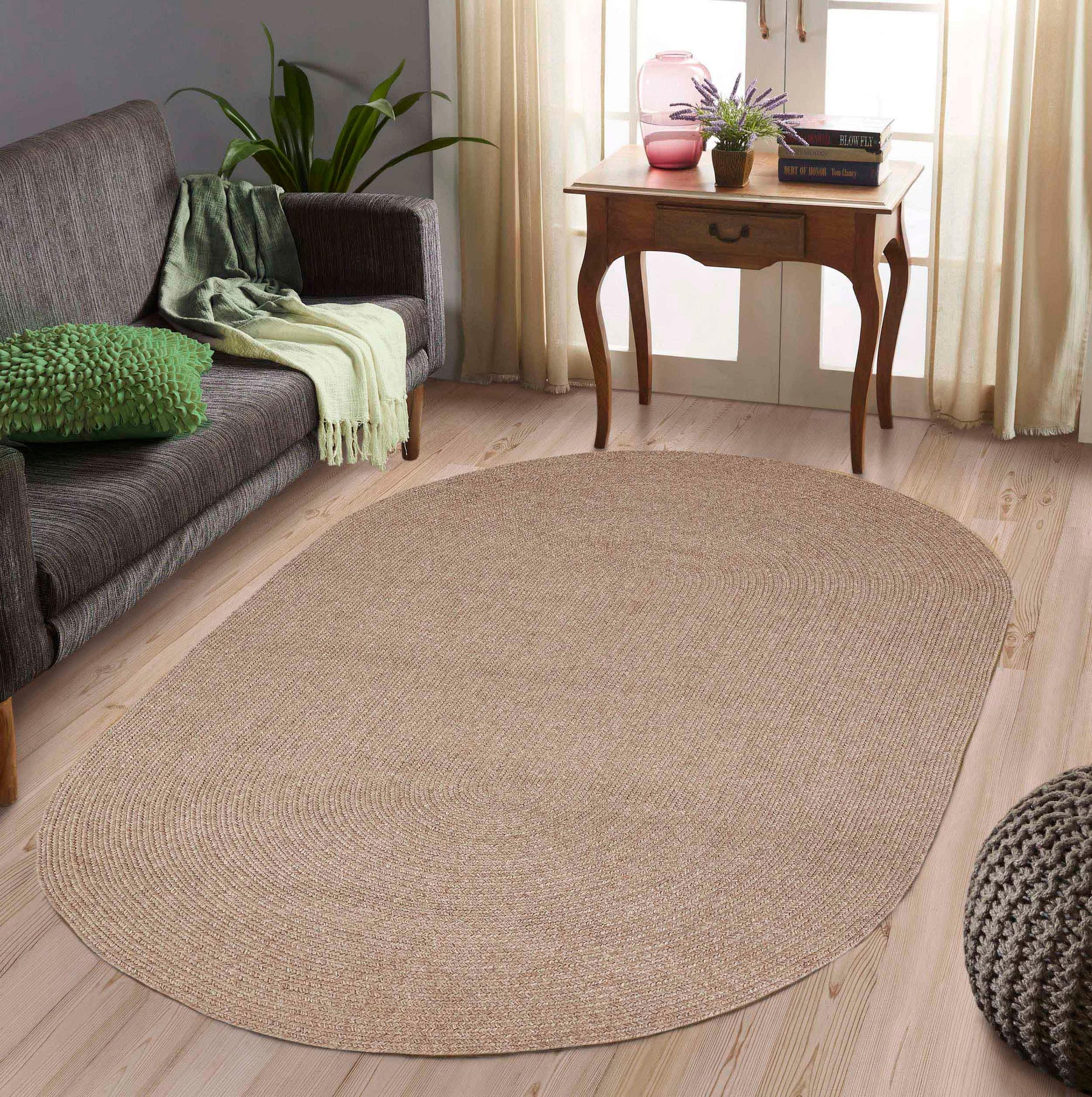 Classic Braided Weave Oval Area Rug Indoor Outdoor Rugs