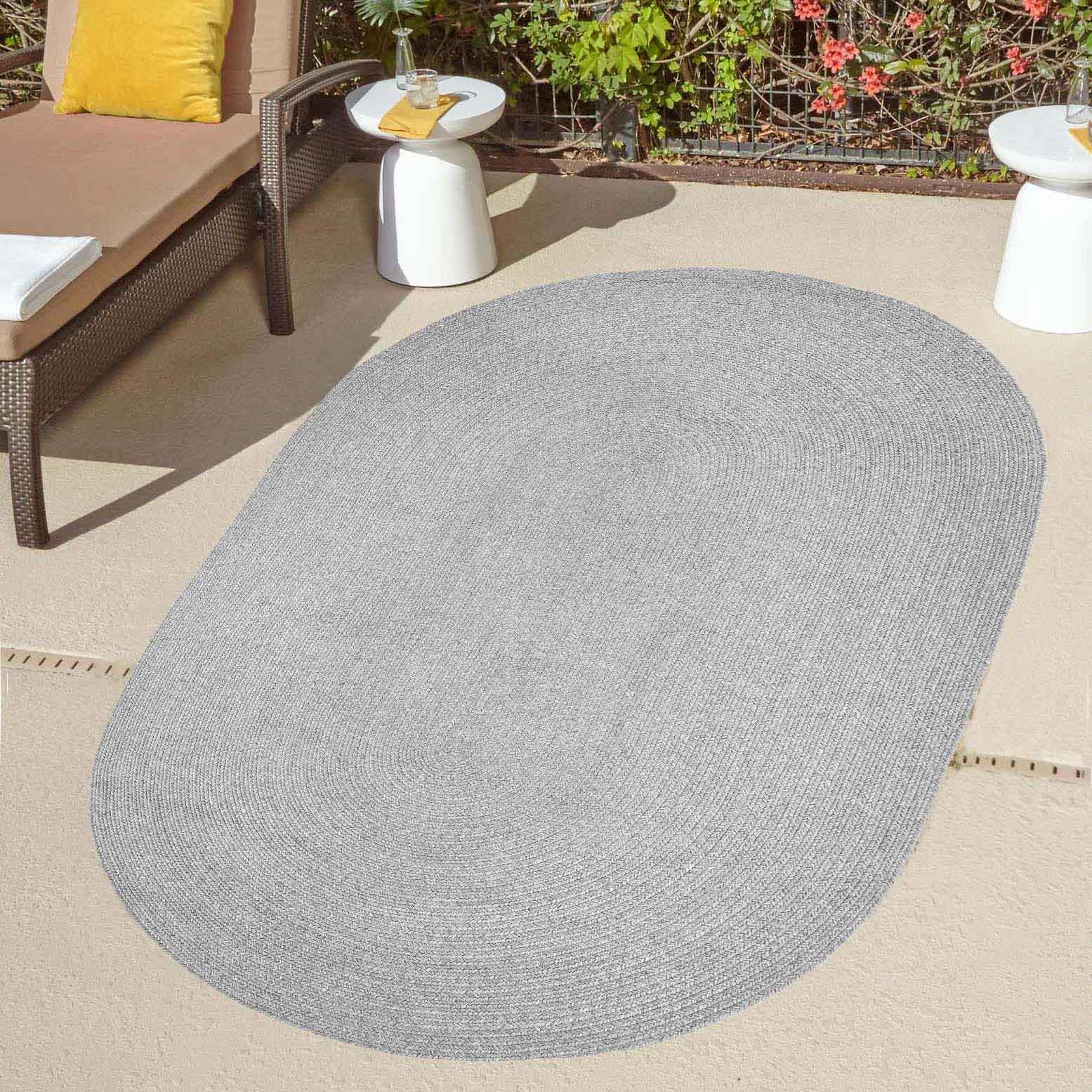 Classic Braided Weave Oval Area Rug Indoor Outdoor Rugs