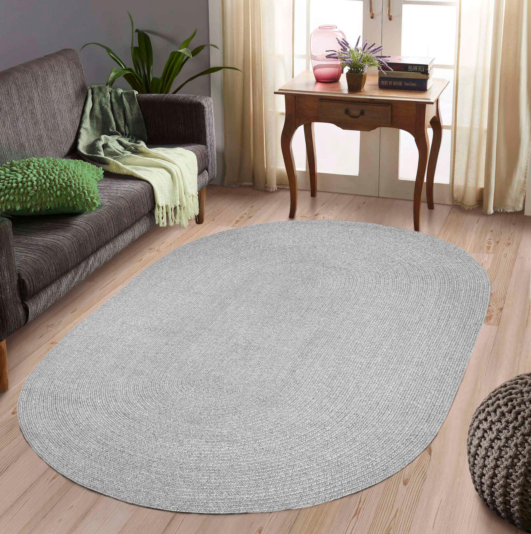 Classic Braided Weave Oval Area Rug Indoor Outdoor Rugs