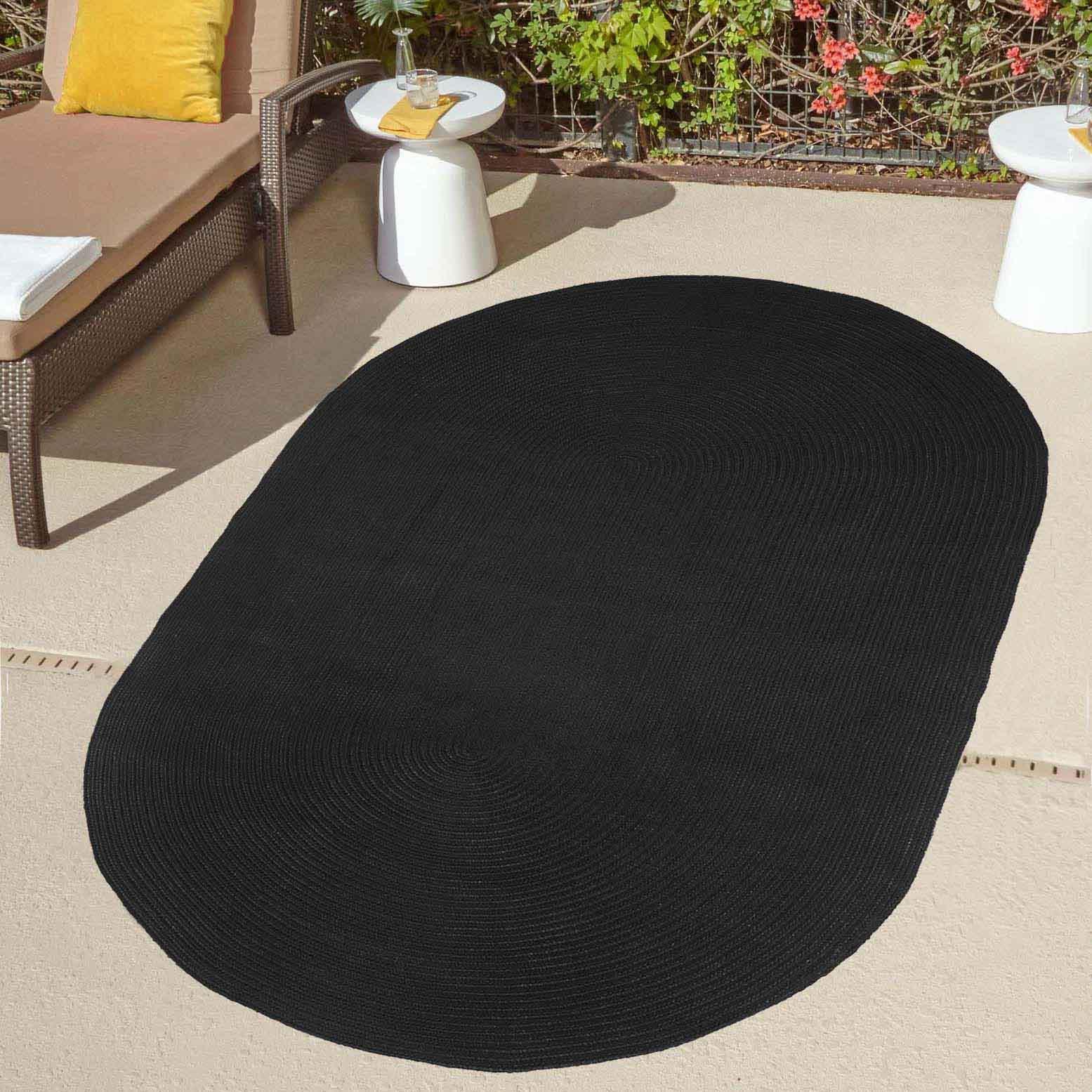 Classic Braided Weave Oval Area Rug Indoor Outdoor Rugs