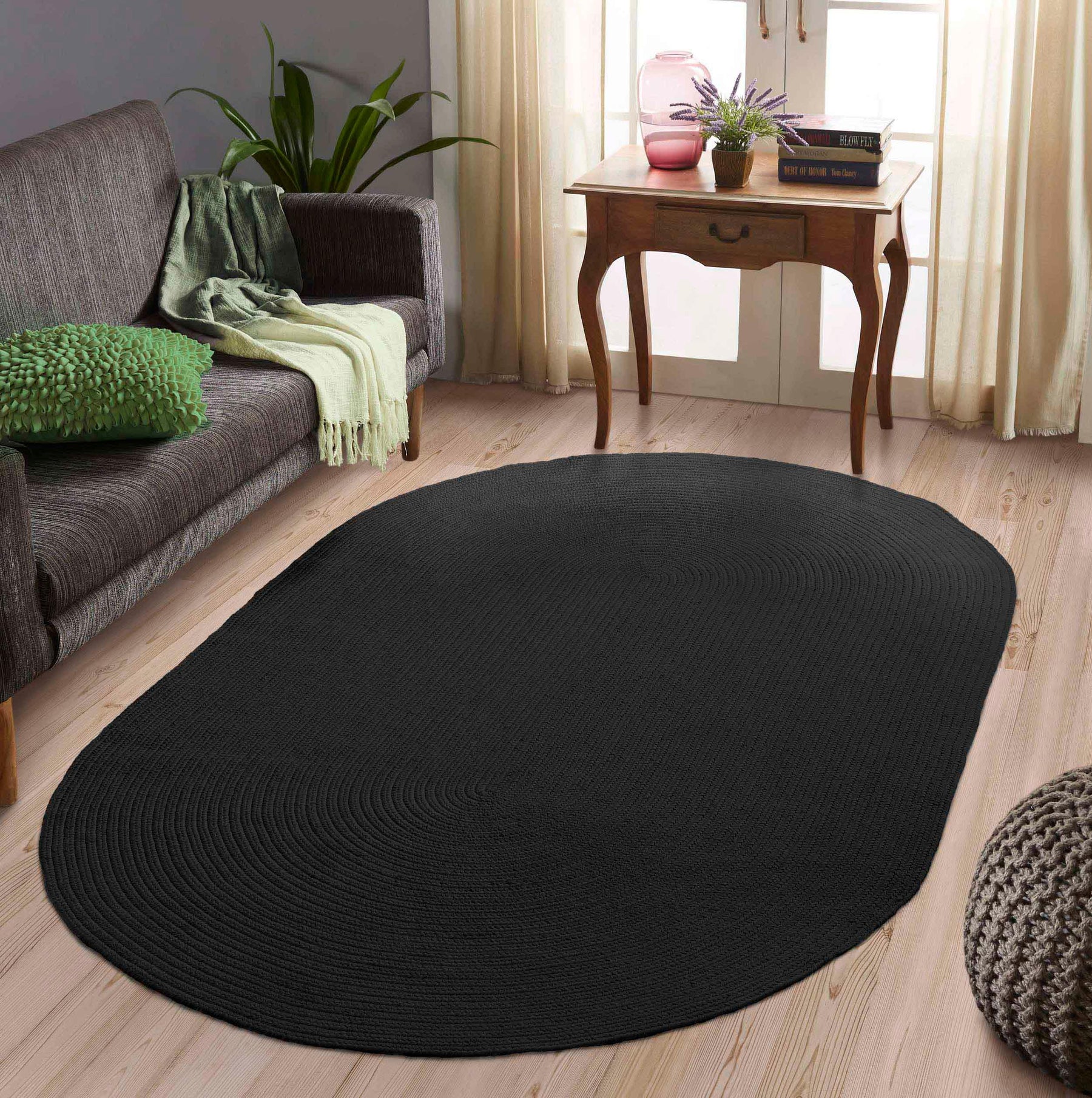 Classic Braided Weave Oval Area Rug Indoor Outdoor Rugs