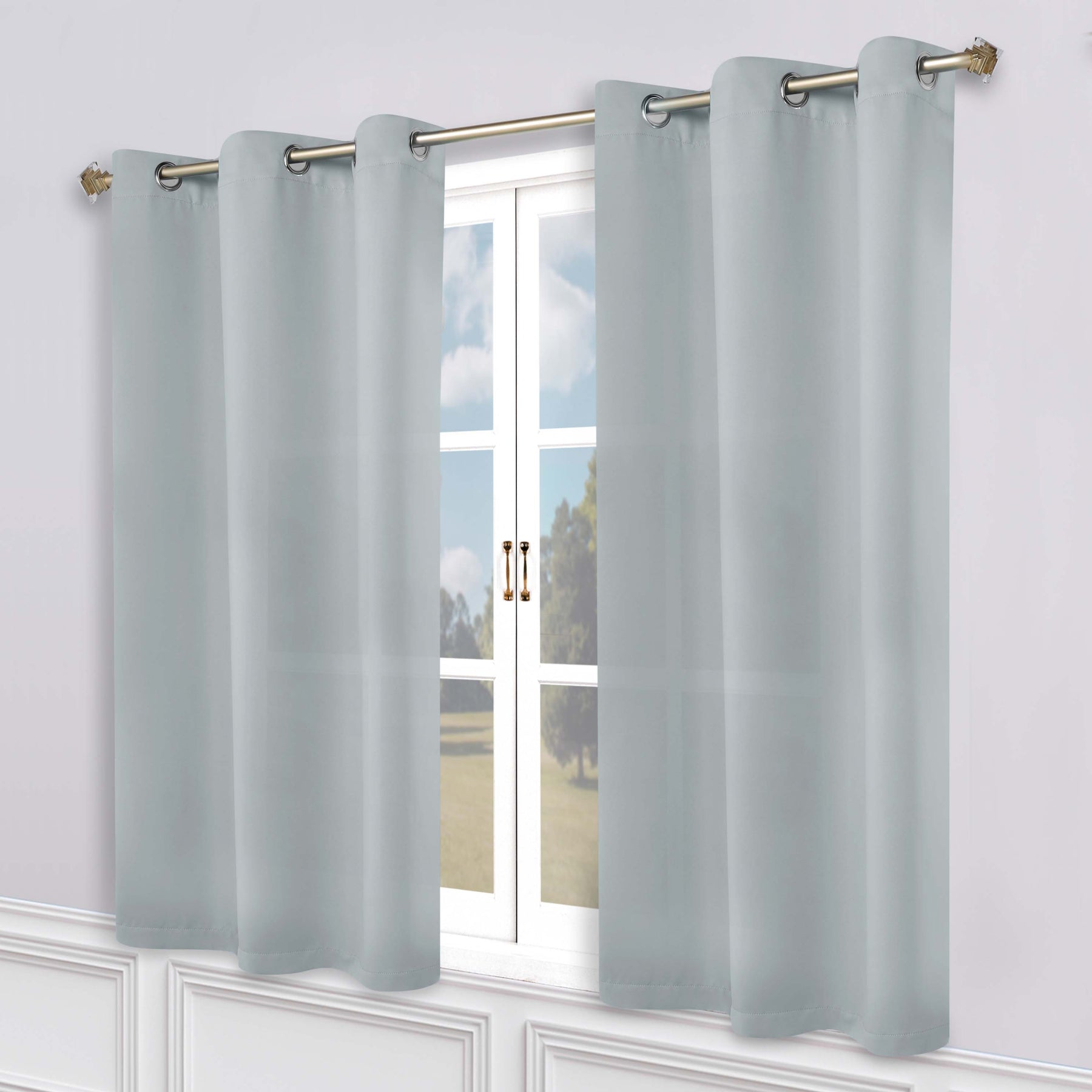 Classic Modern Solid Room Darkening Blackout Curtain Panels, Set of 2
