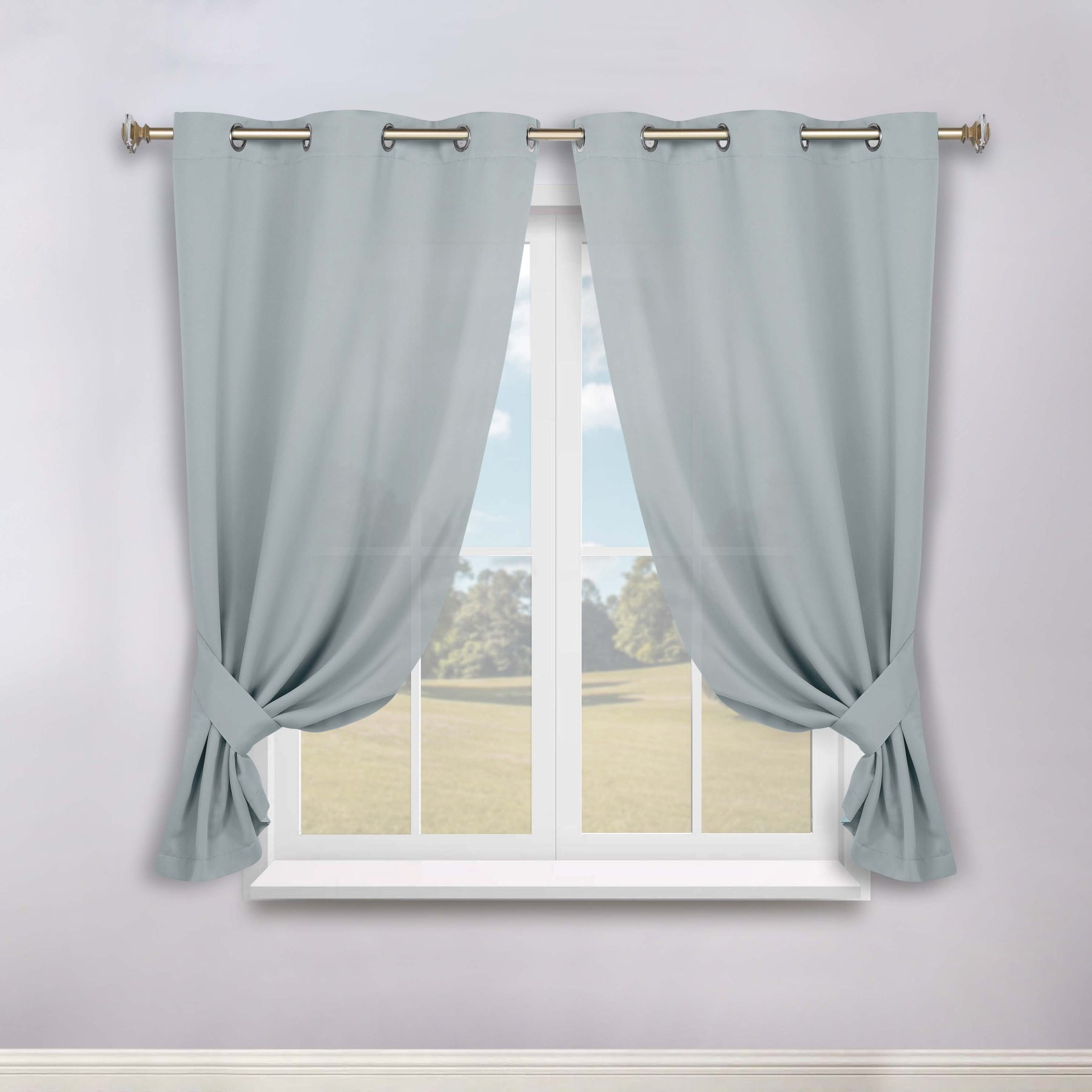 Classic Modern Solid Room Darkening Blackout Curtain Panels, Set of 2