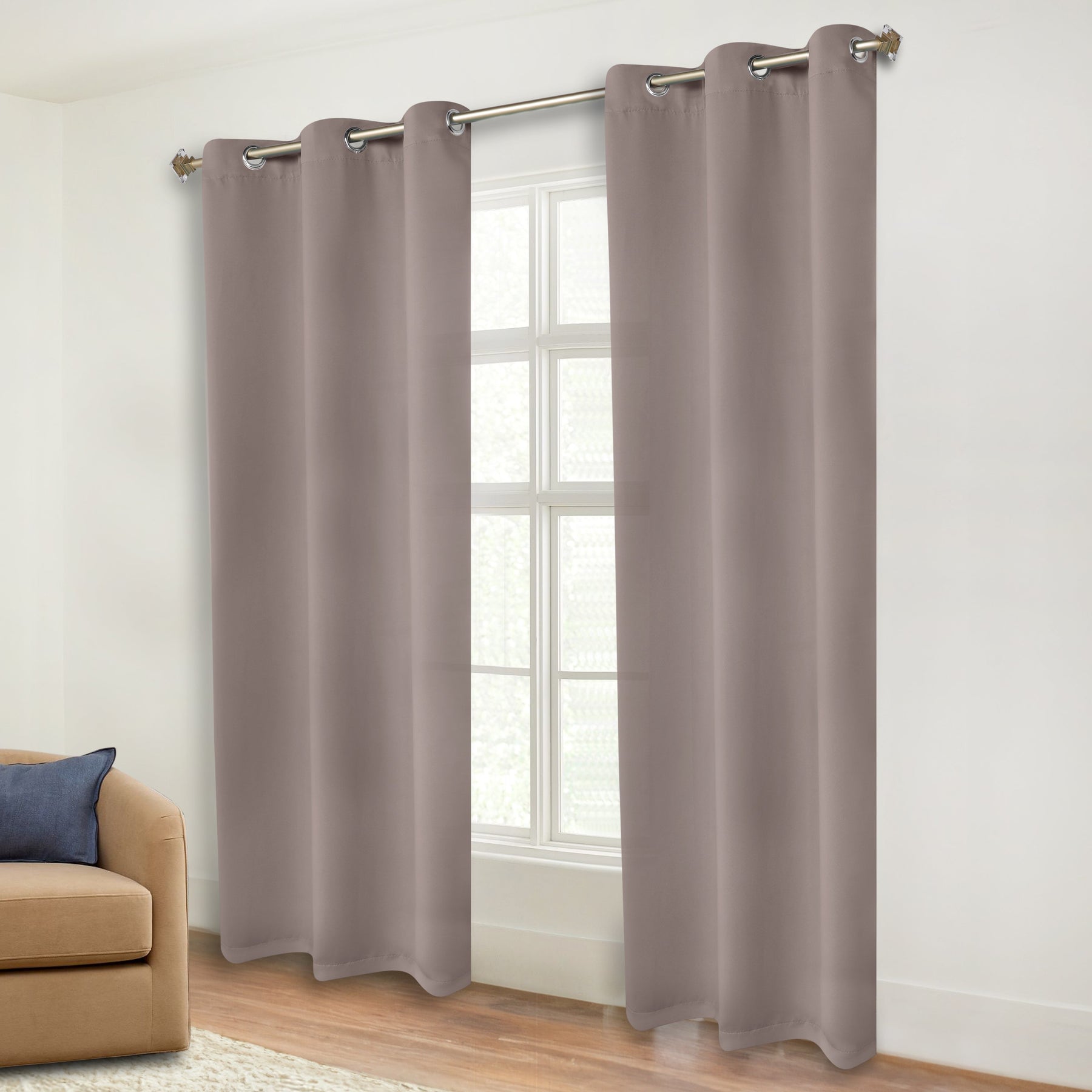 Classic Modern Solid Room Darkening Blackout Curtain Panels, Set of 2