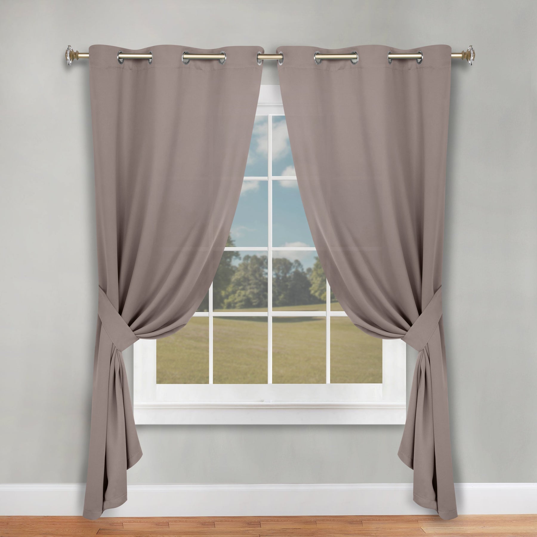 Classic Modern Solid Room Darkening Blackout Curtain Panels, Set of 2
