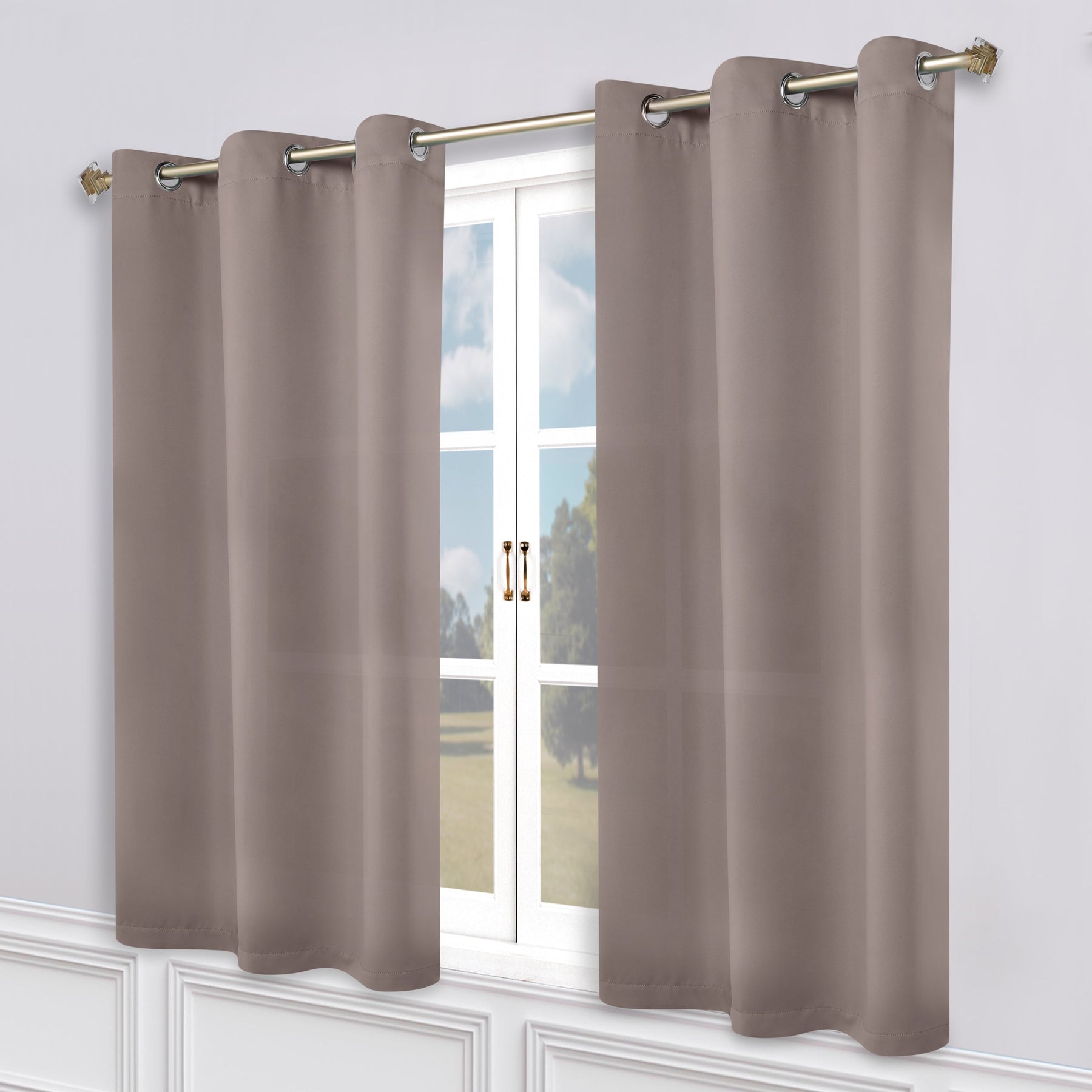 Classic Modern Solid Room Darkening Blackout Curtain Panels, Set of 2