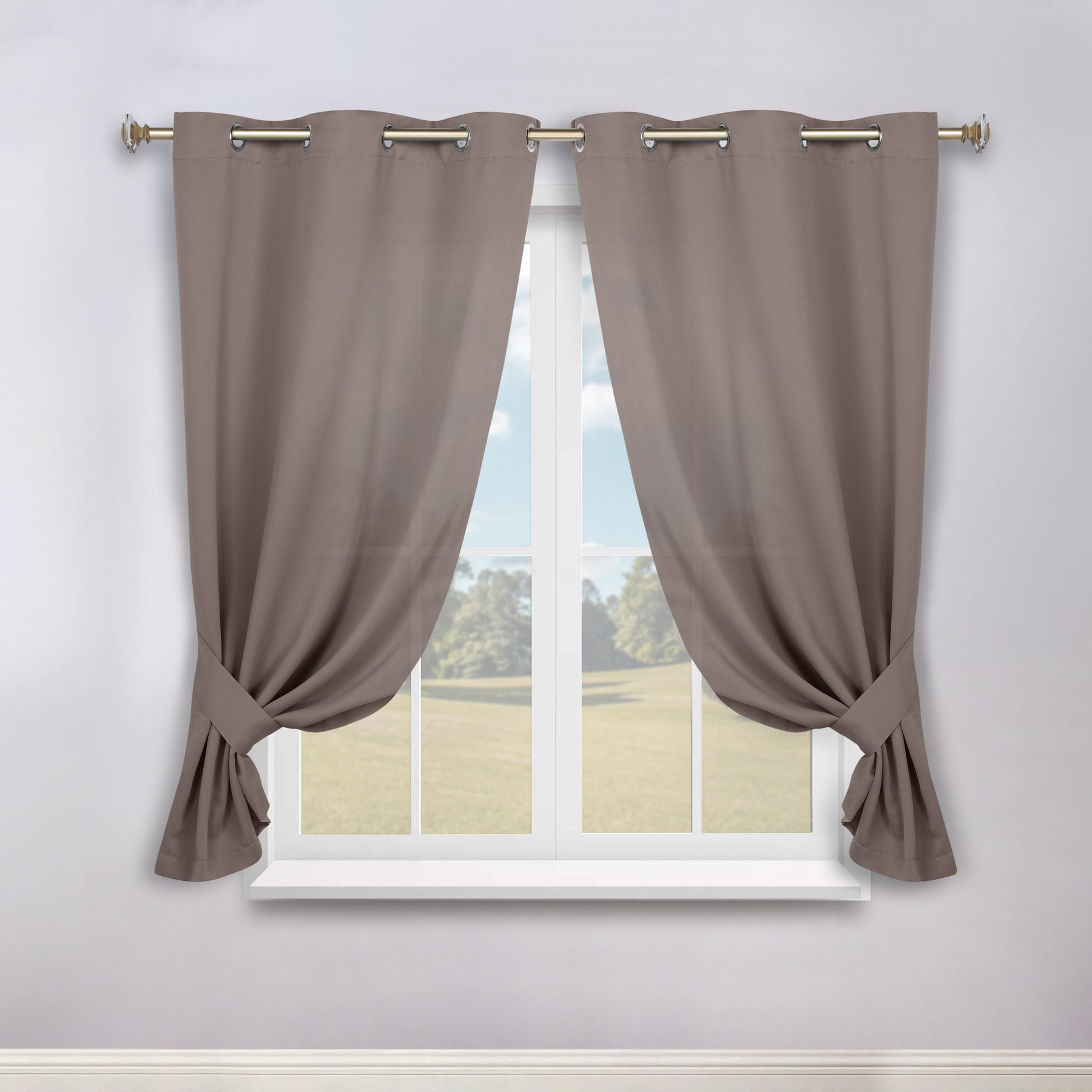 Classic Modern Solid Room Darkening Blackout Curtain Panels, Set of 2