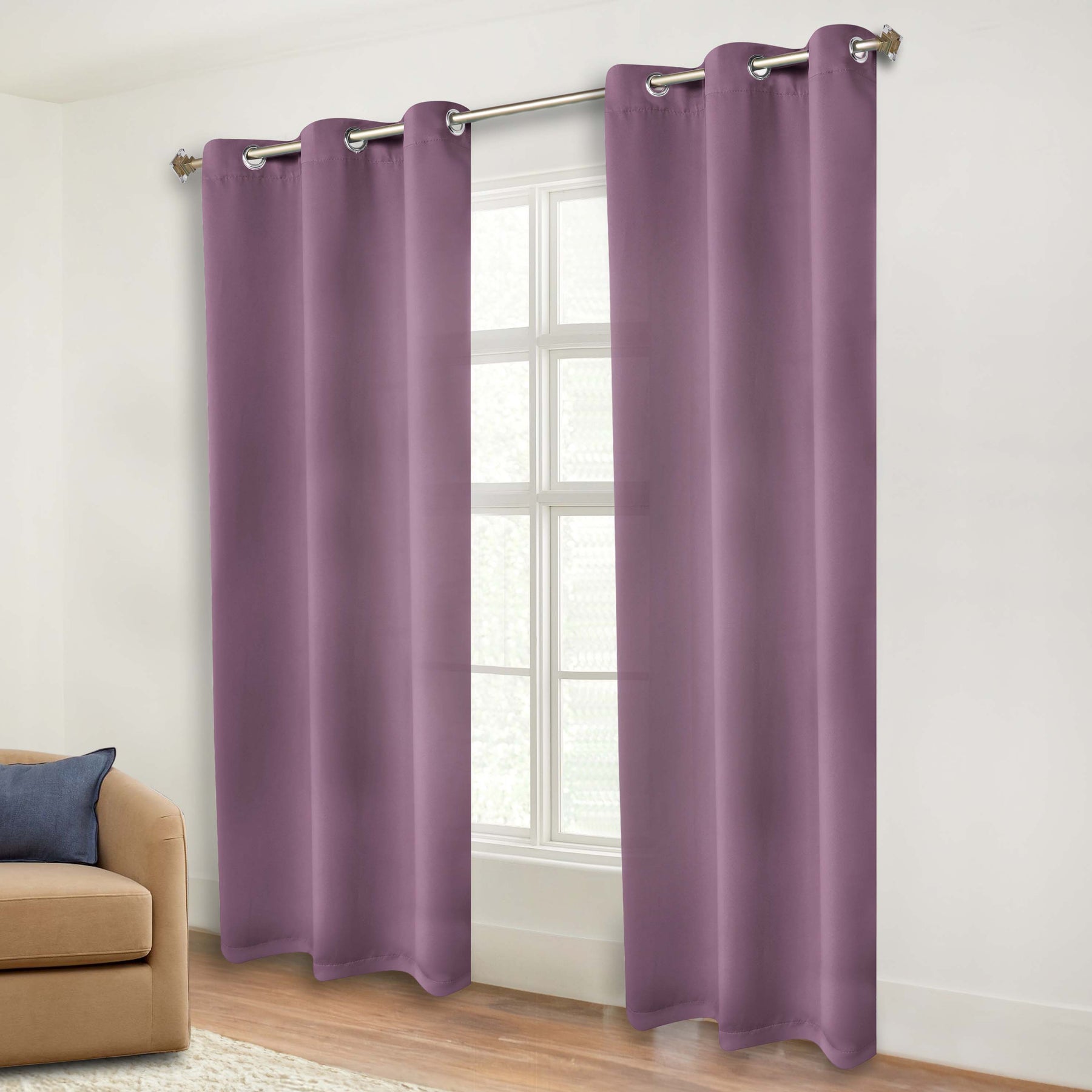 Classic Modern Solid Room Darkening Blackout Curtain Panels, Set of 2