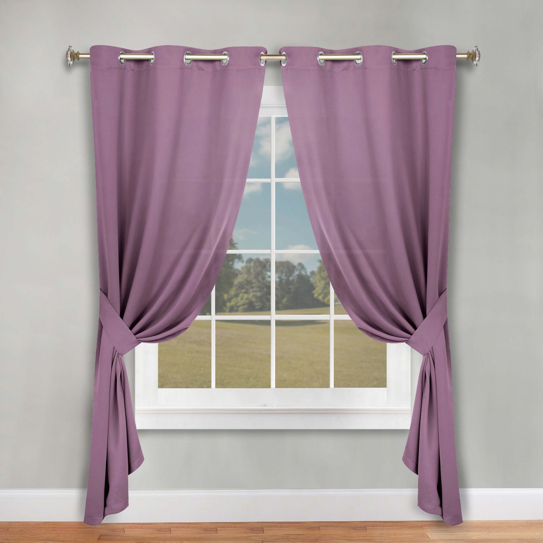 Classic Modern Solid Room Darkening Blackout Curtain Panels, Set of 2