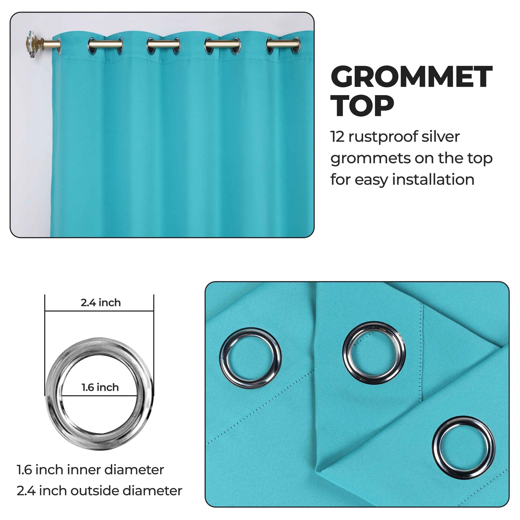 Classic Modern Solid Room Darkening Blackout Curtain Panels, Set of 2