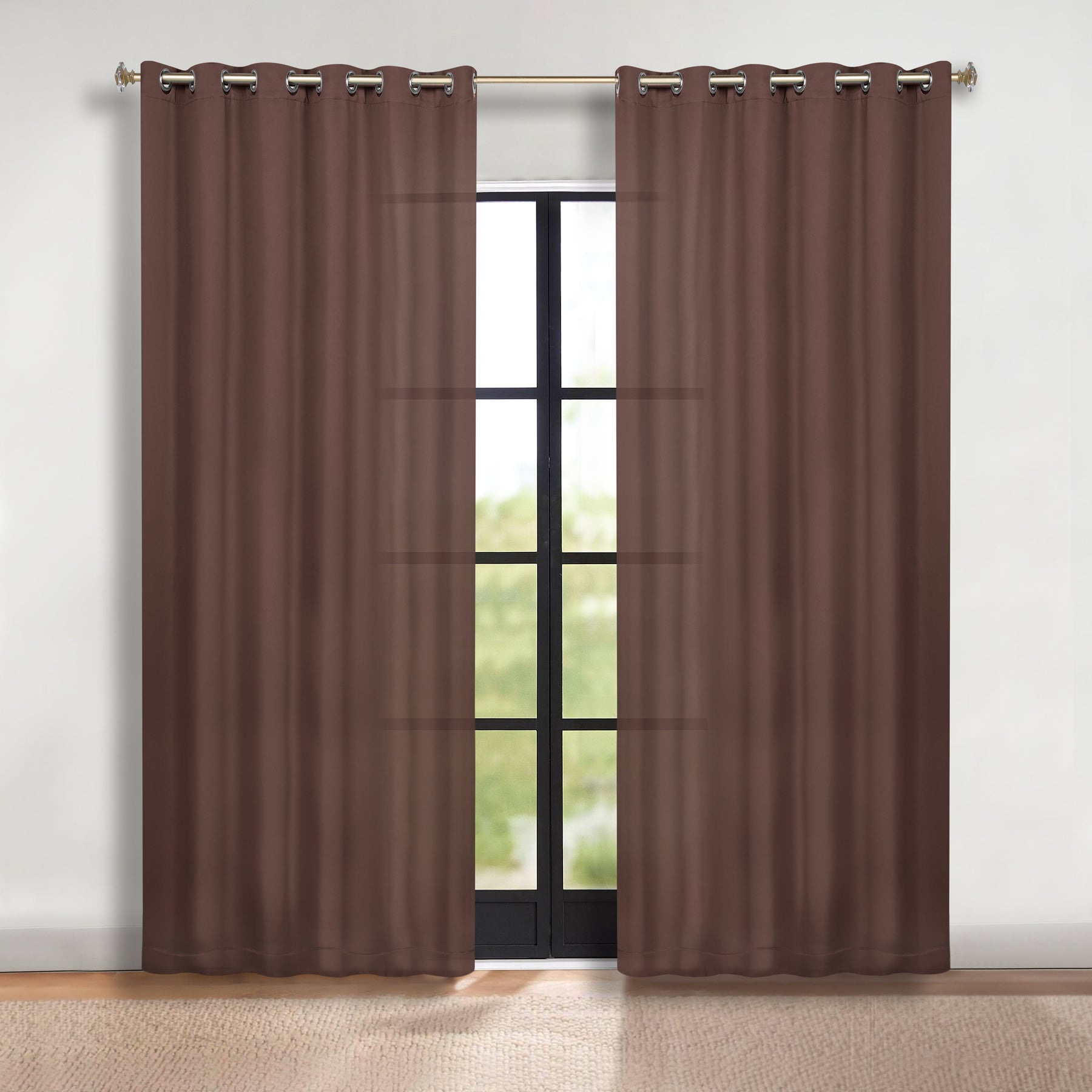 Classic Modern Solid Room Darkening Blackout Curtain Panels, Set of 2