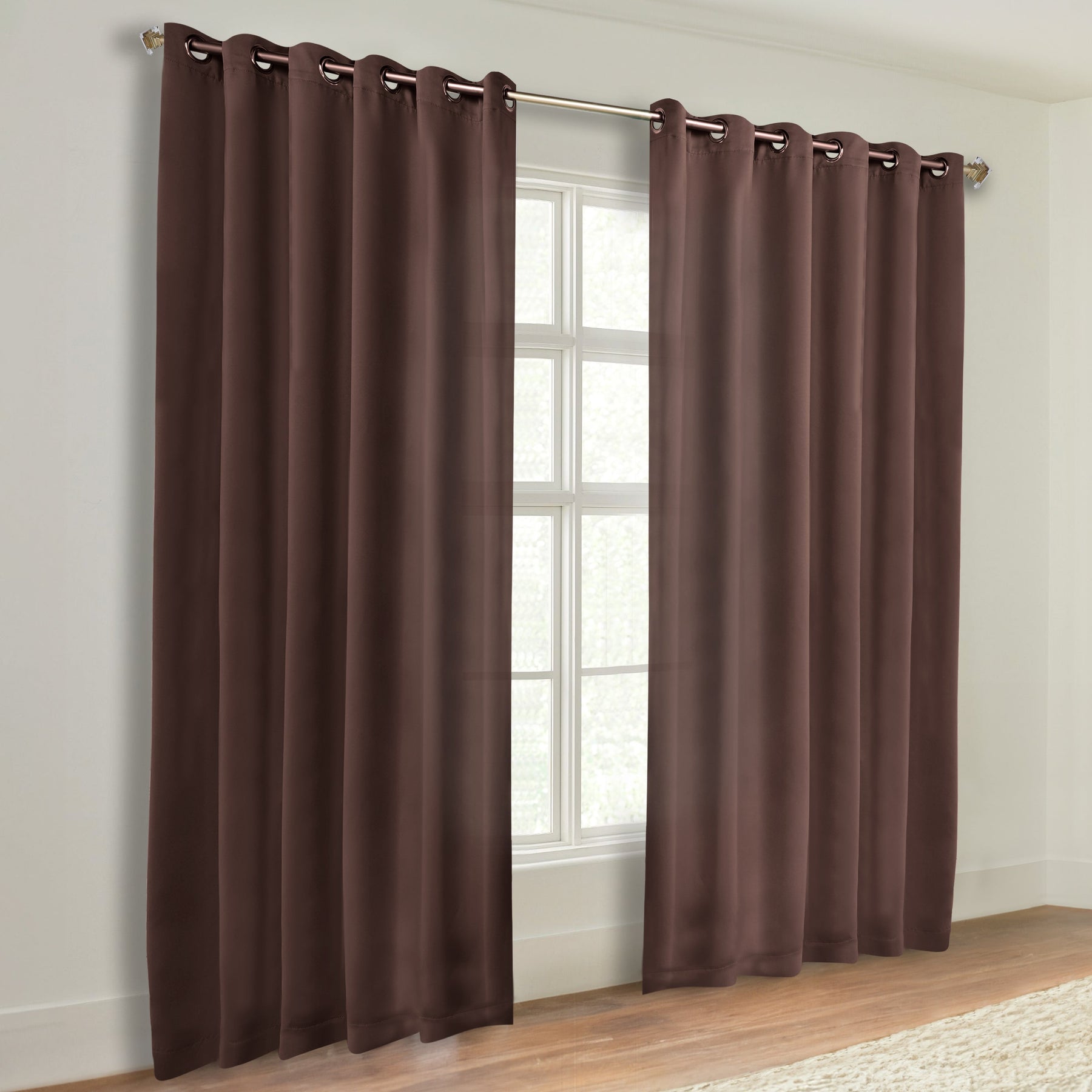 Classic Modern Solid Room Darkening Blackout Curtain Panels, Set of 2