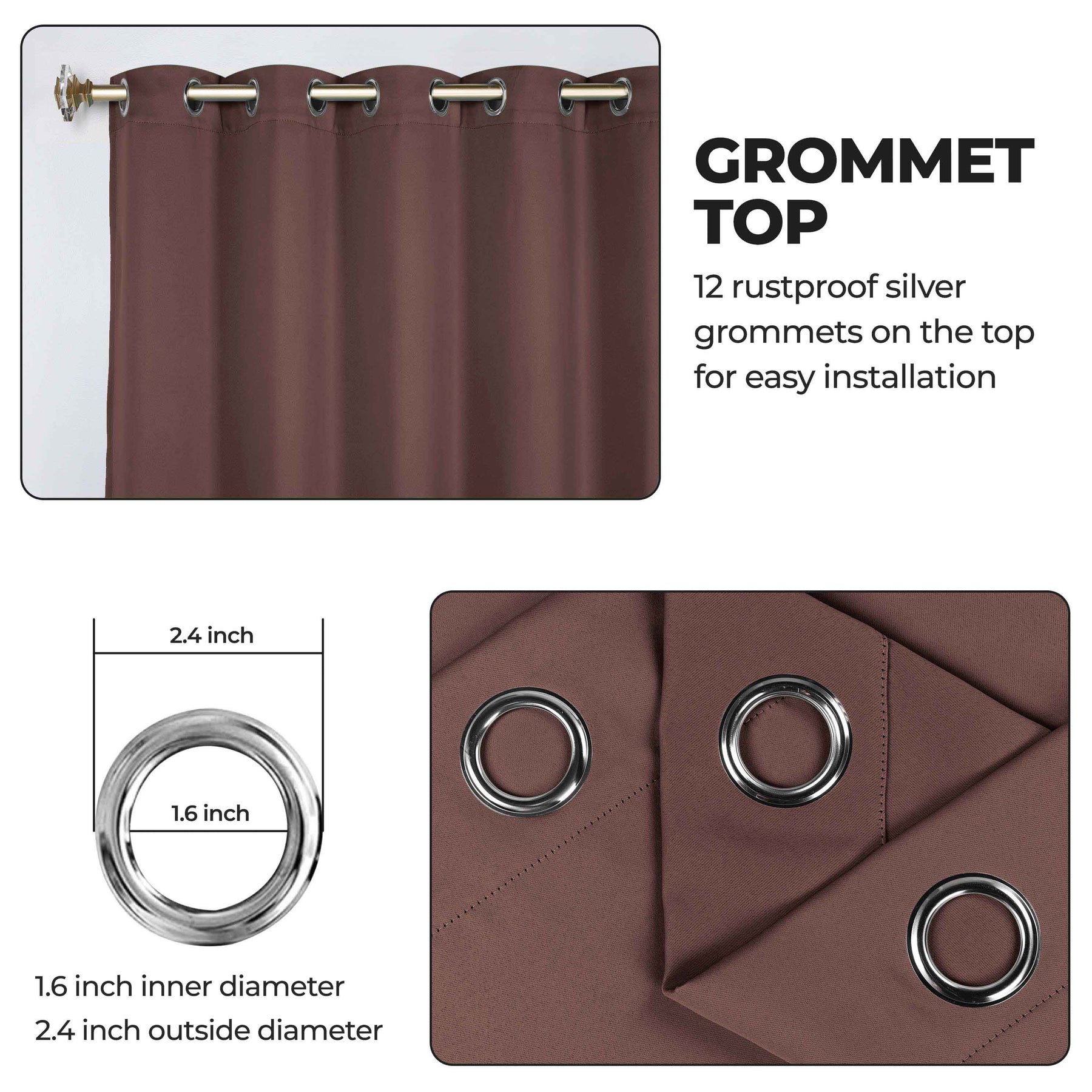 Classic Modern Solid Room Darkening Blackout Curtain Panels, Set of 2