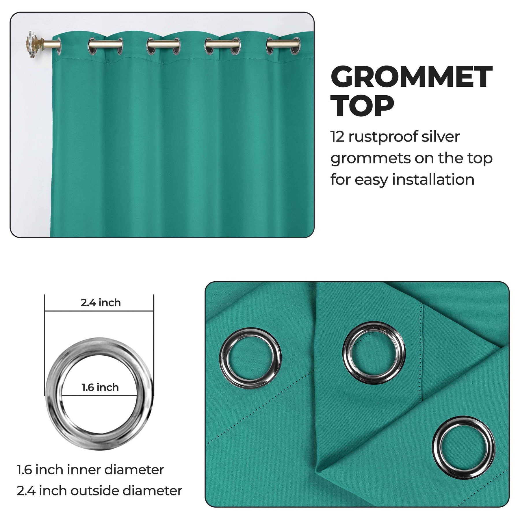 Classic Modern Solid Room Darkening Blackout Curtain Panels, Set of 2