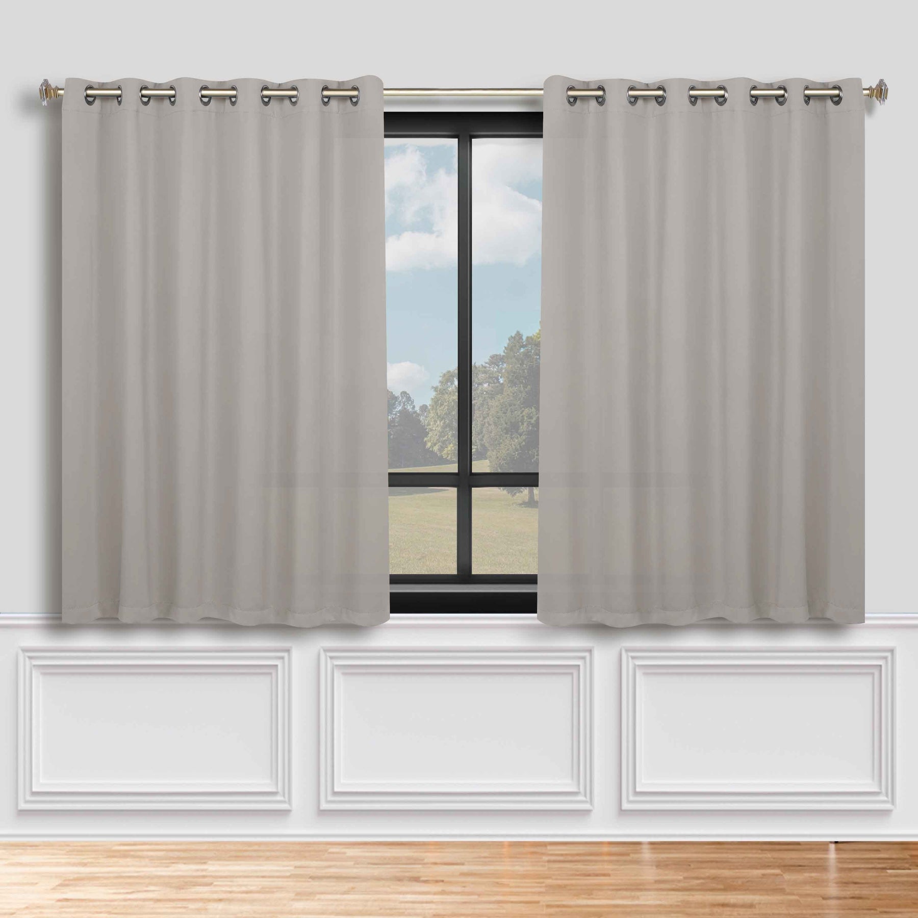 Classic Modern Solid Room Darkening Blackout Curtain Panels, Set of 2