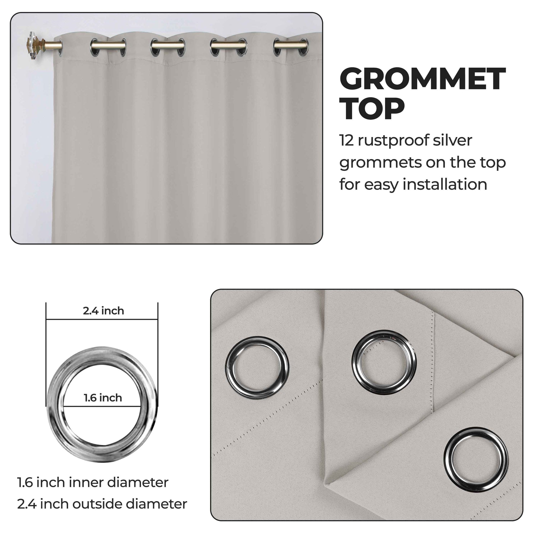 Classic Modern Solid Room Darkening Blackout Curtain Panels, Set of 2