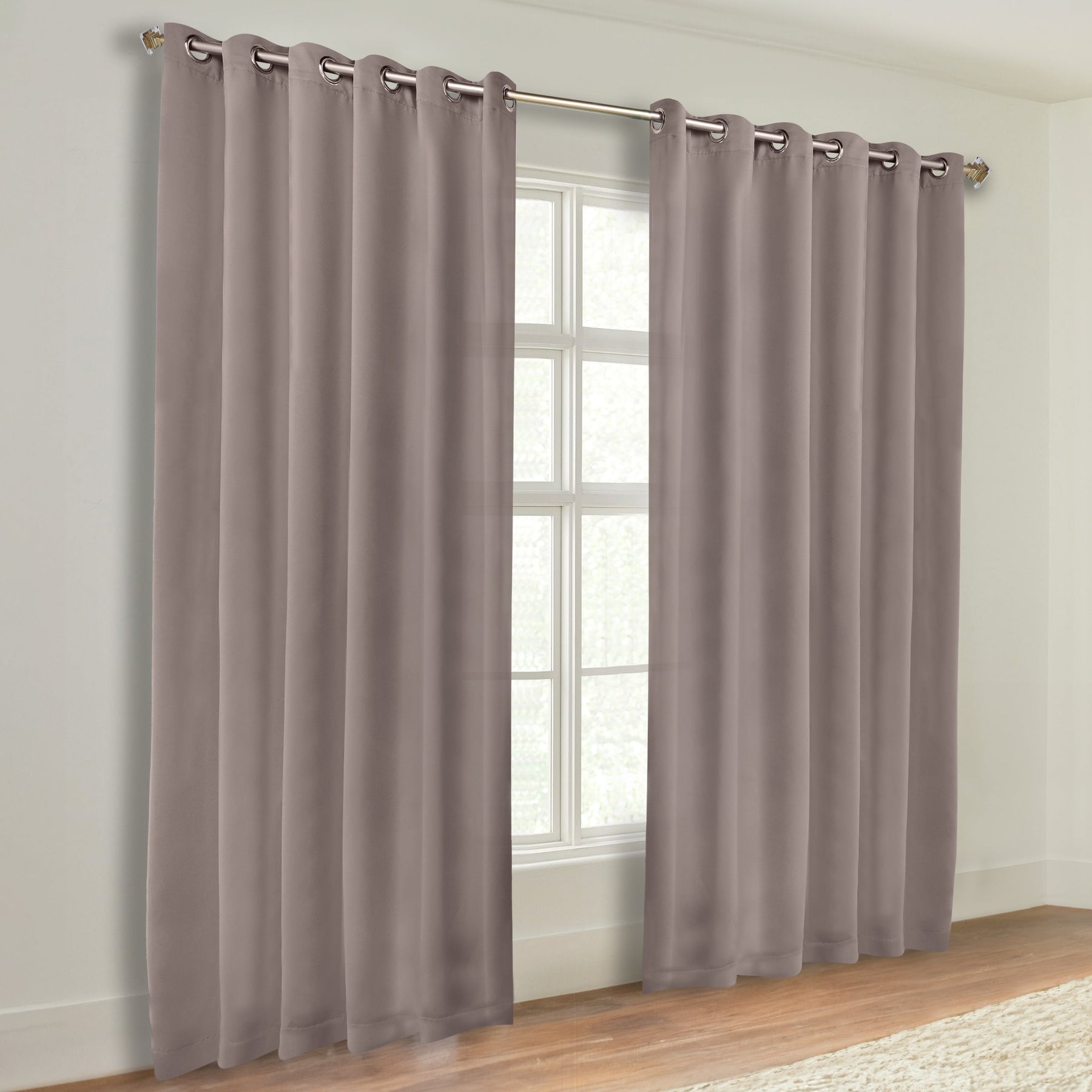 Classic Modern Solid Room Darkening Blackout Curtain Panels, Set of 2