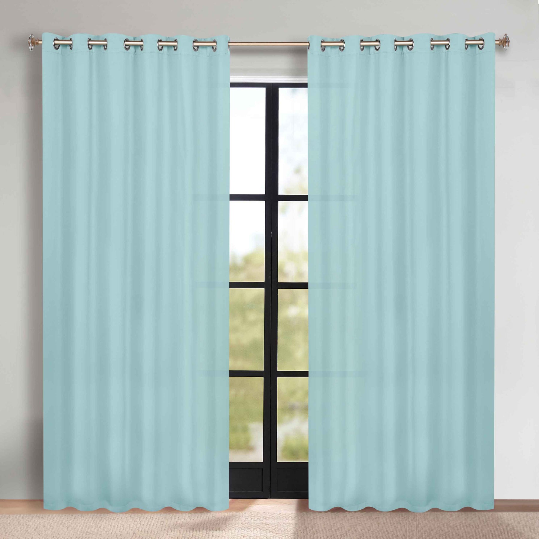 Classic Modern Solid Room Darkening Blackout Curtain Panels, Set of 2