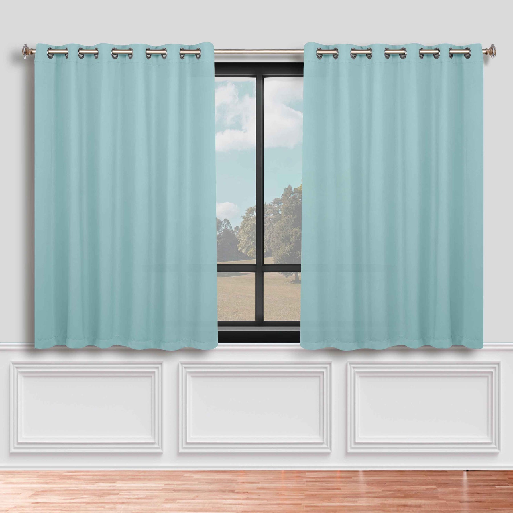 Classic Modern Solid Room Darkening Blackout Curtain Panels, Set of 2