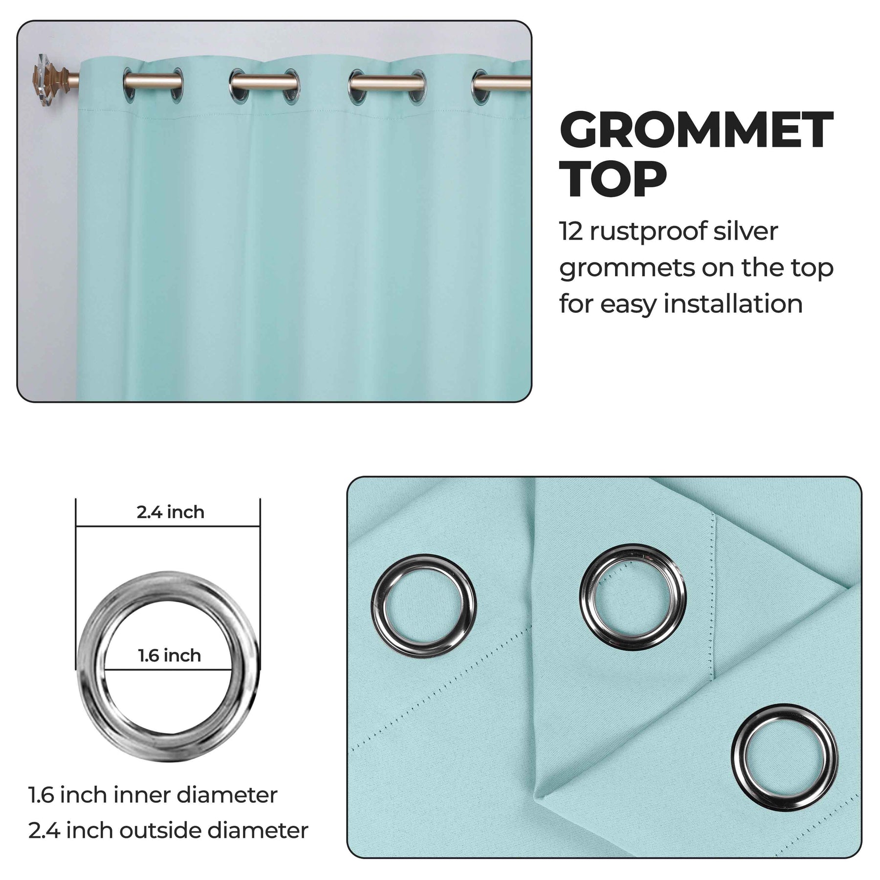 Classic Modern Solid Room Darkening Blackout Curtain Panels, Set of 2