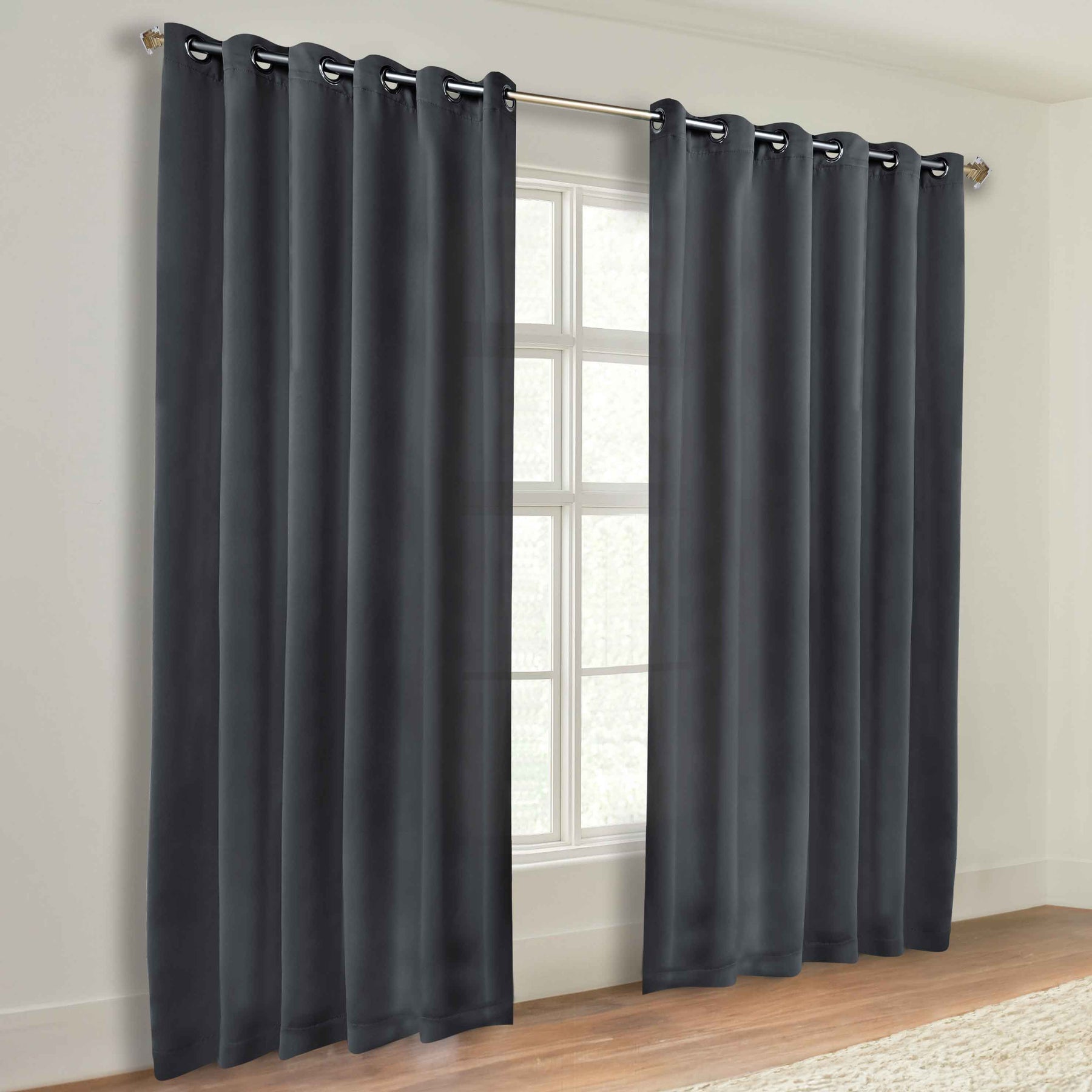 Classic Modern Solid Room Darkening Blackout Curtain Panels, Set of 2