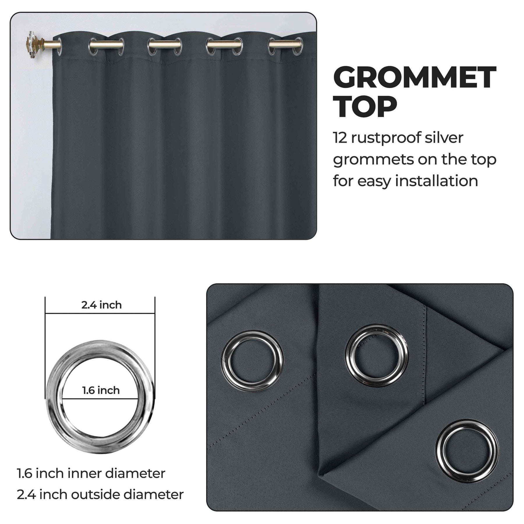 Classic Modern Solid Room Darkening Blackout Curtain Panels, Set of 2