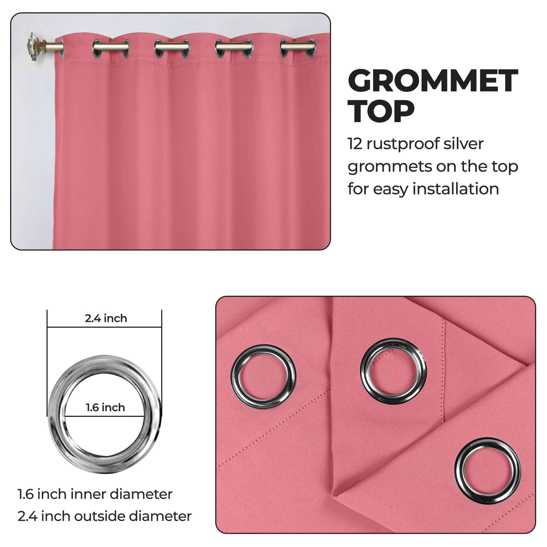 Classic Modern Solid Room Darkening Blackout Curtain Panels, Set of 2