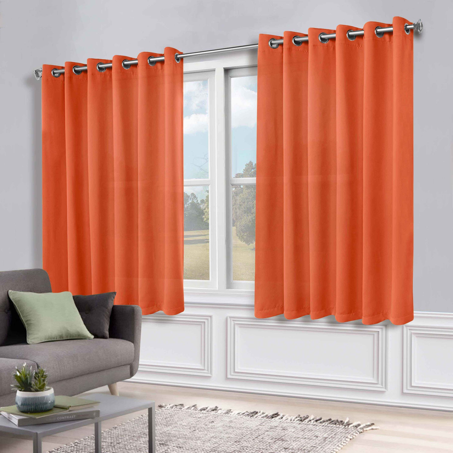 Classic Modern Solid Room Darkening Blackout Curtain Panels, Set of 2