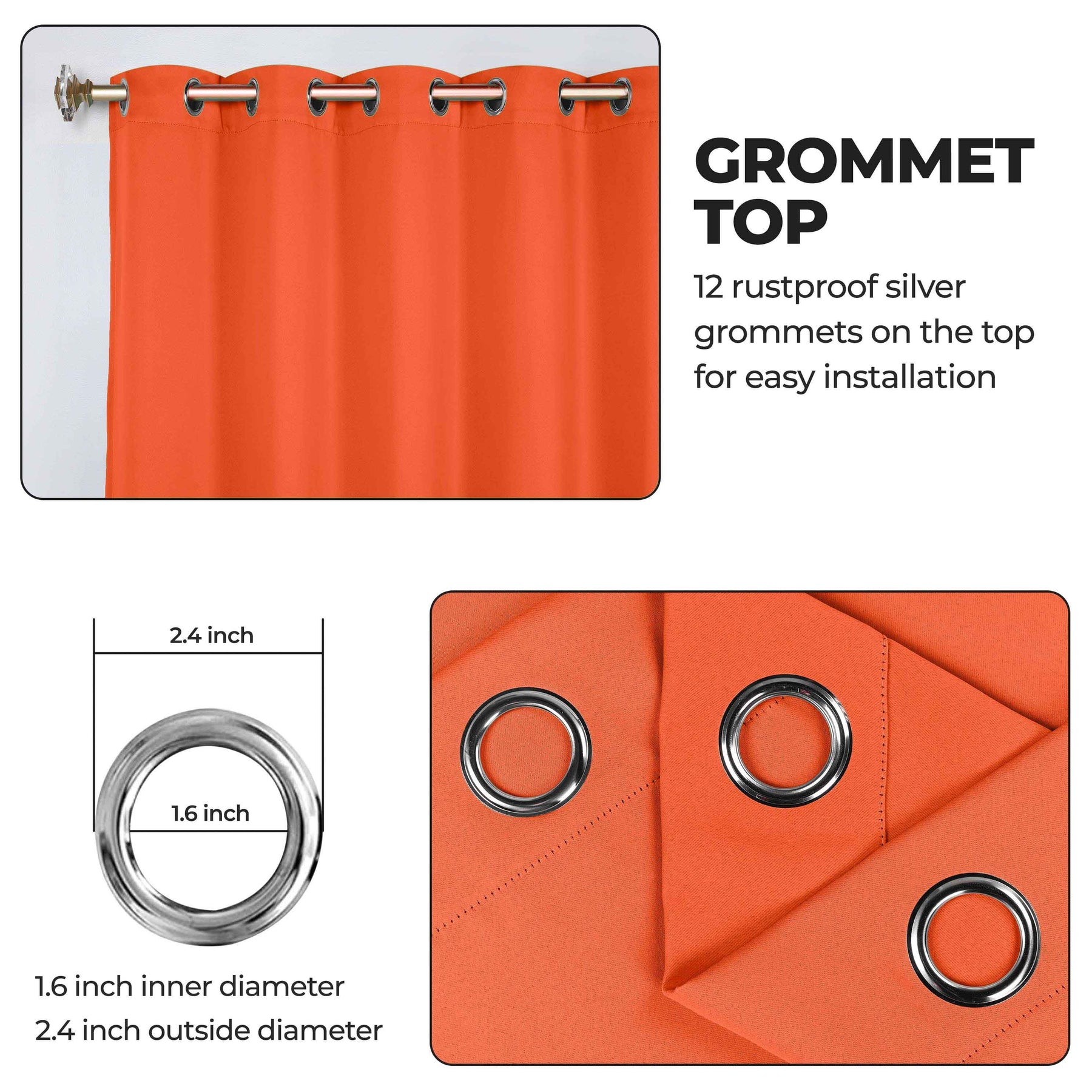 Classic Modern Solid Room Darkening Blackout Curtain Panels, Set of 2